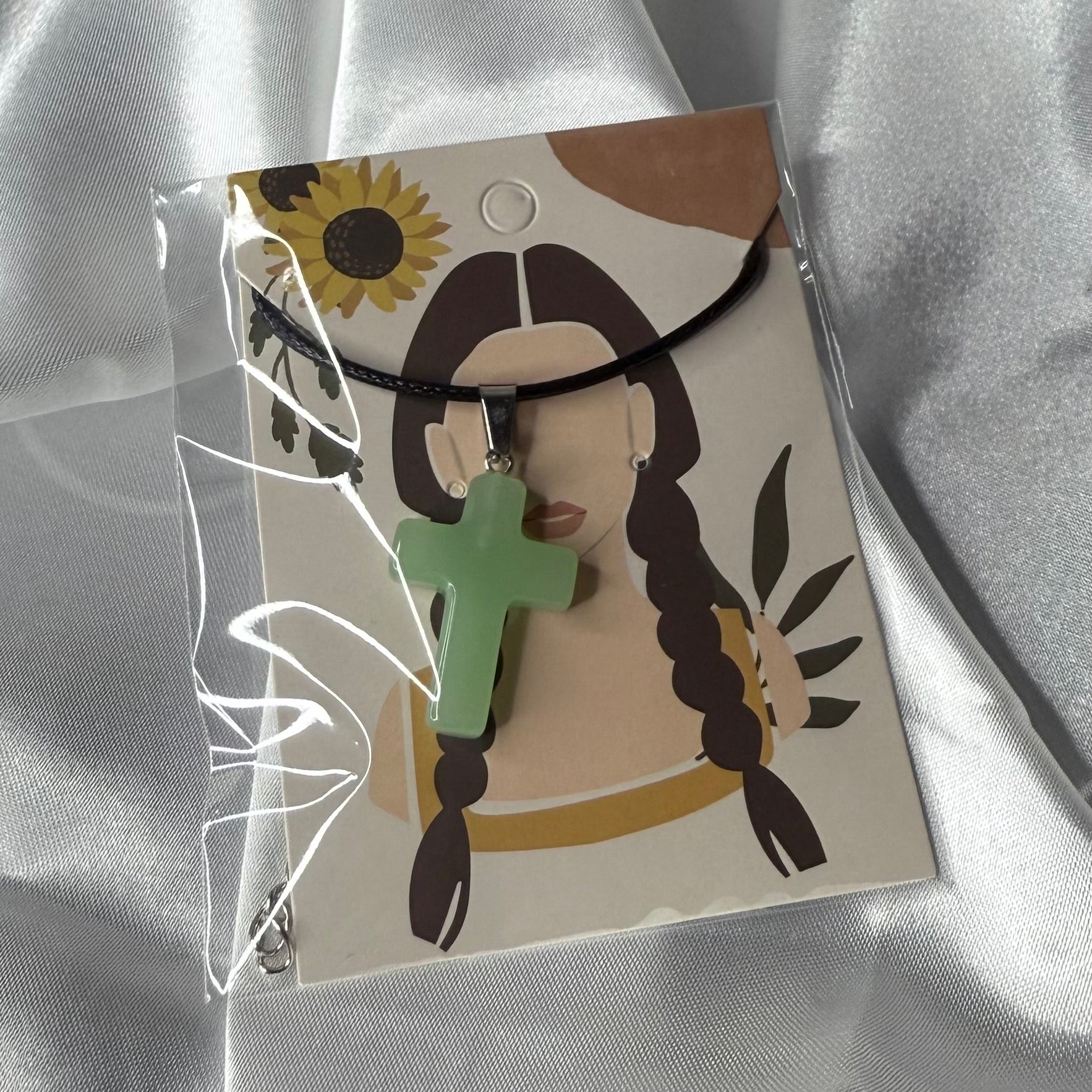 Aventurine Cross Pendant Necklace