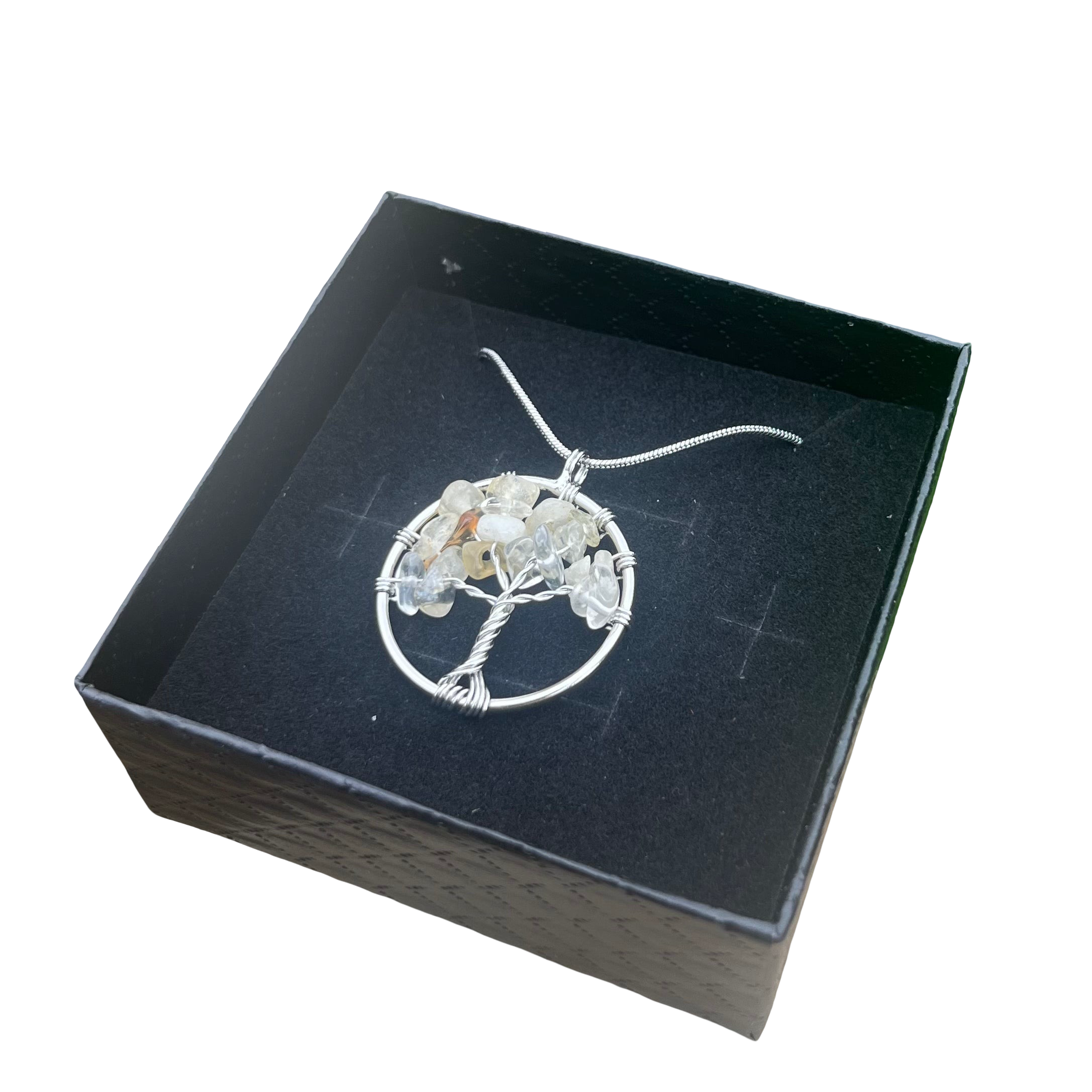 Citrine Tree Of Life Crystal Chip Pendant