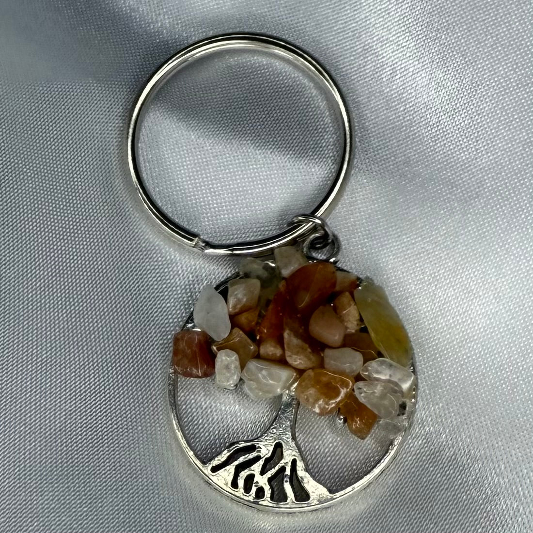 Carnelian Crystal Chip Tree Keychain