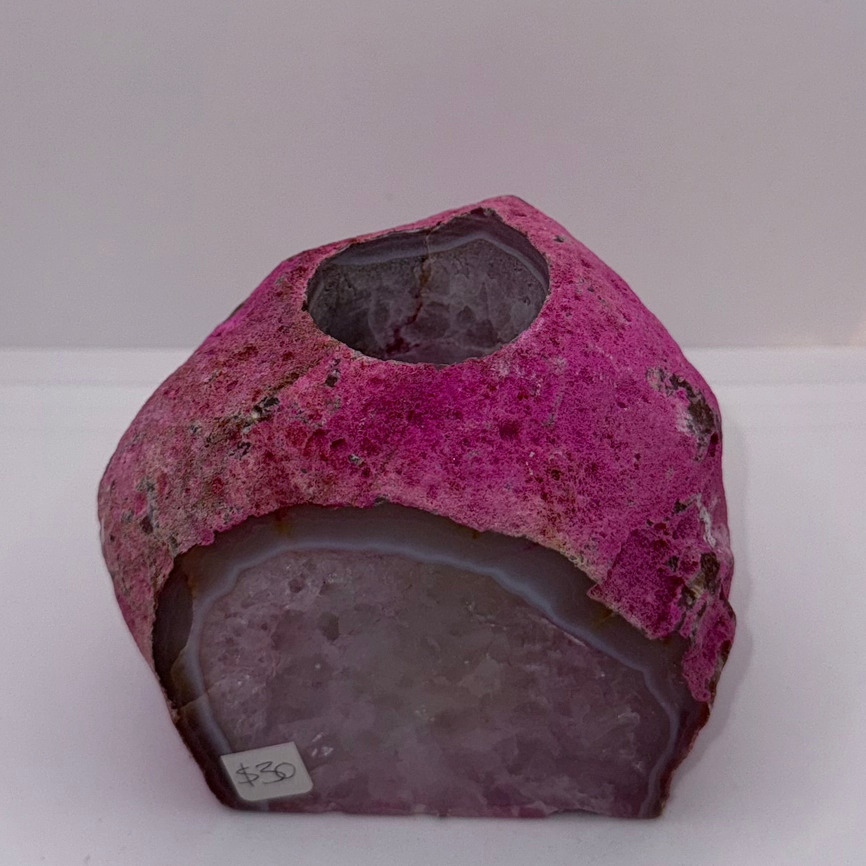 Pink Agate Candle Holder
