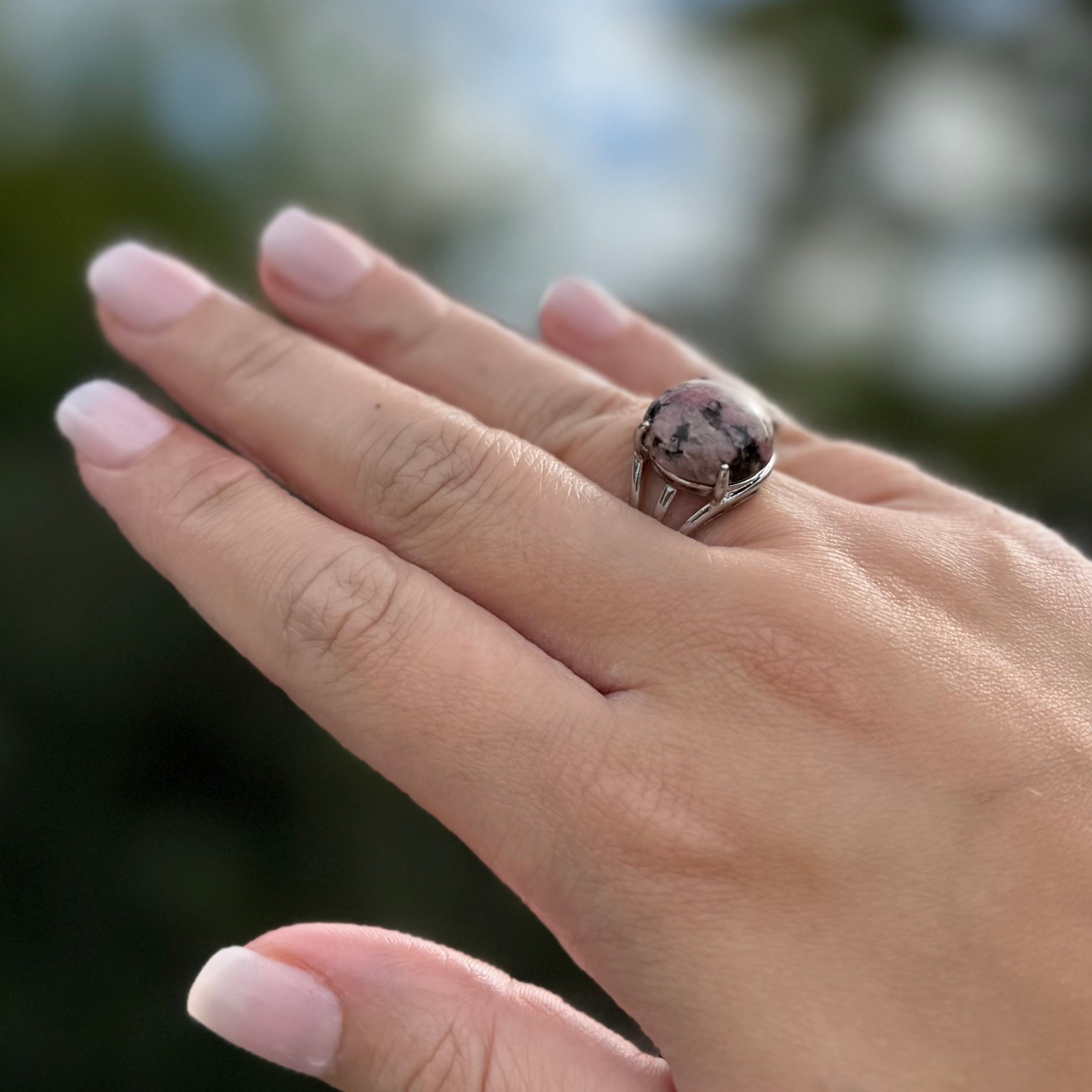 Rhodonite Crystal Ring