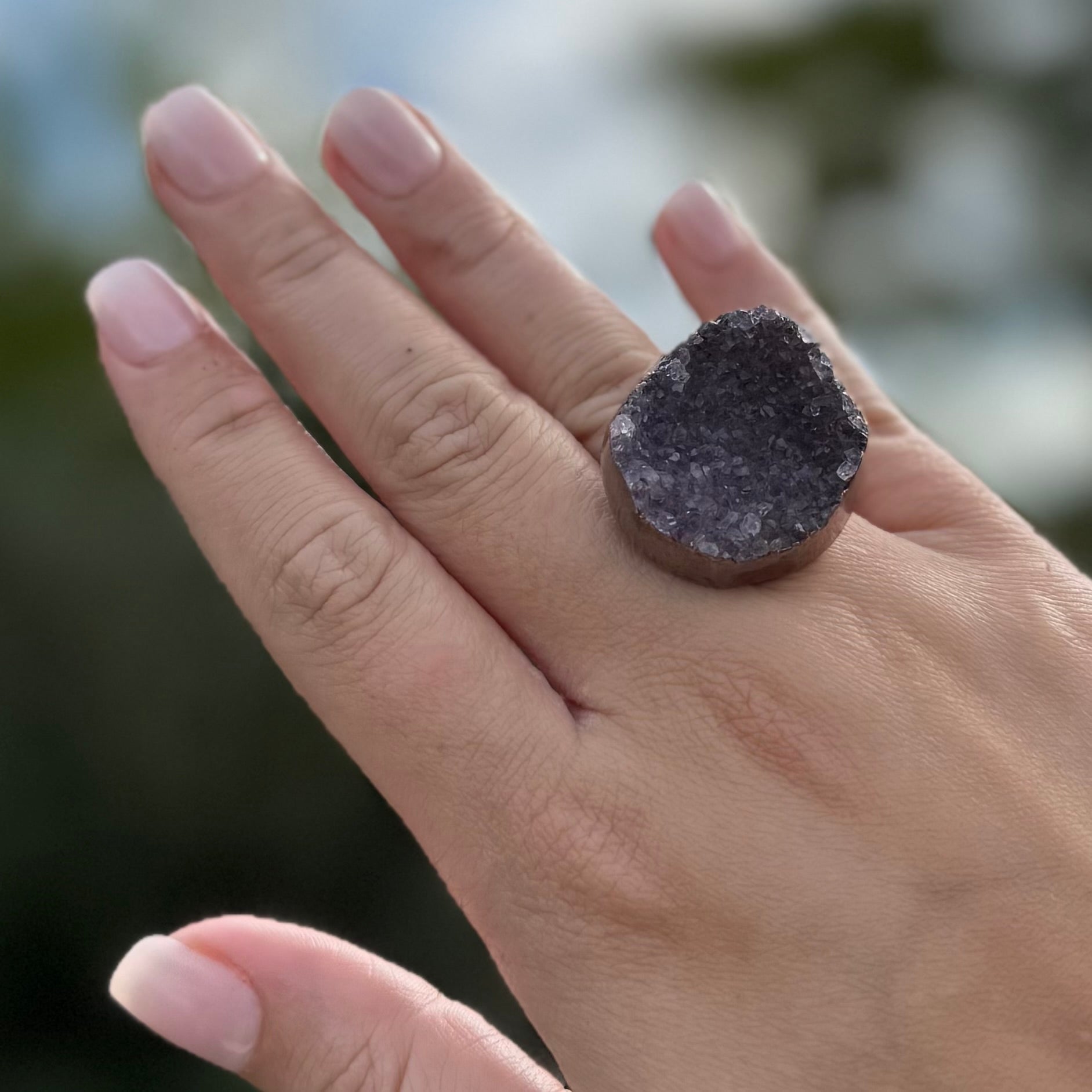 Amethyst Druze Ring