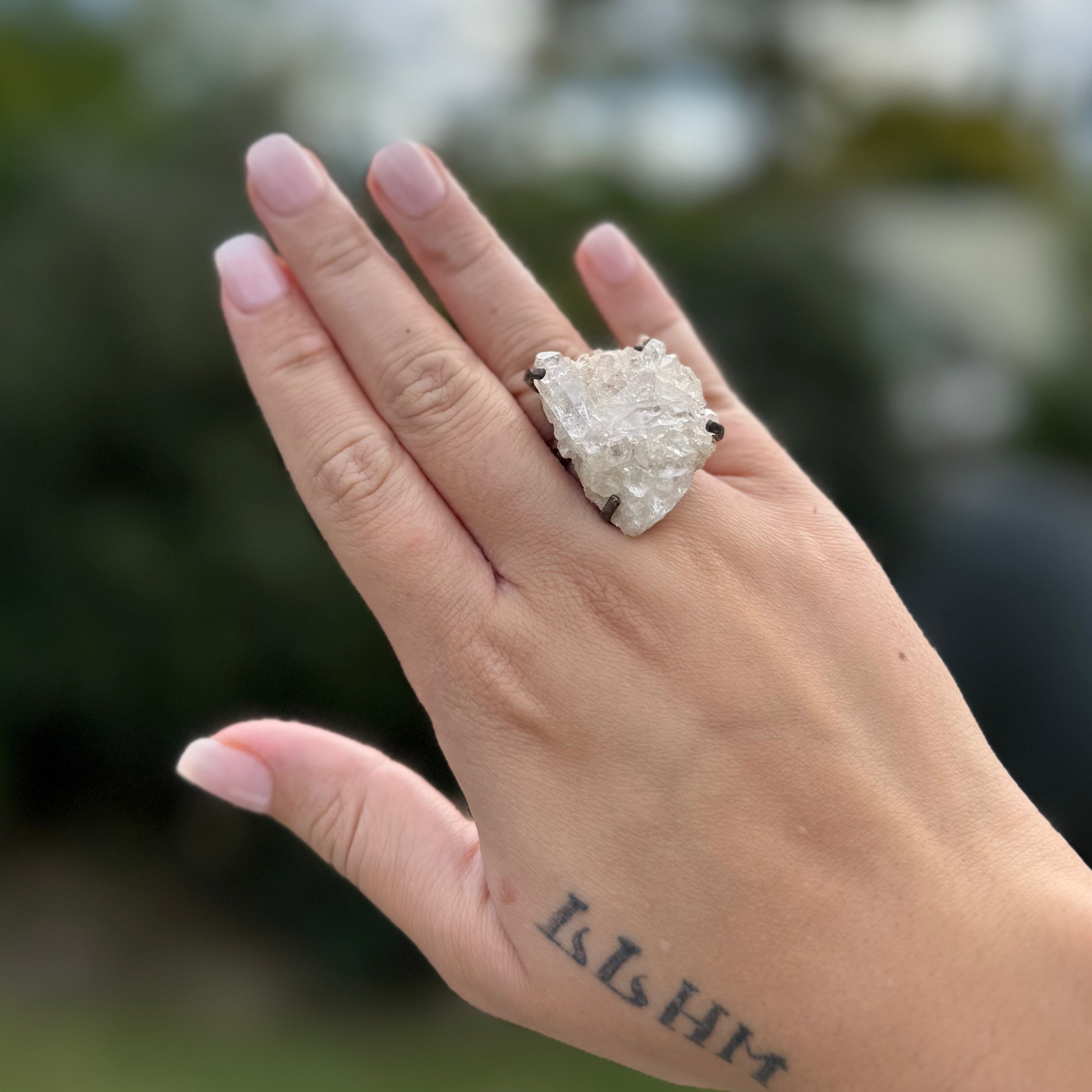 Clear Quartz Cluster Ring