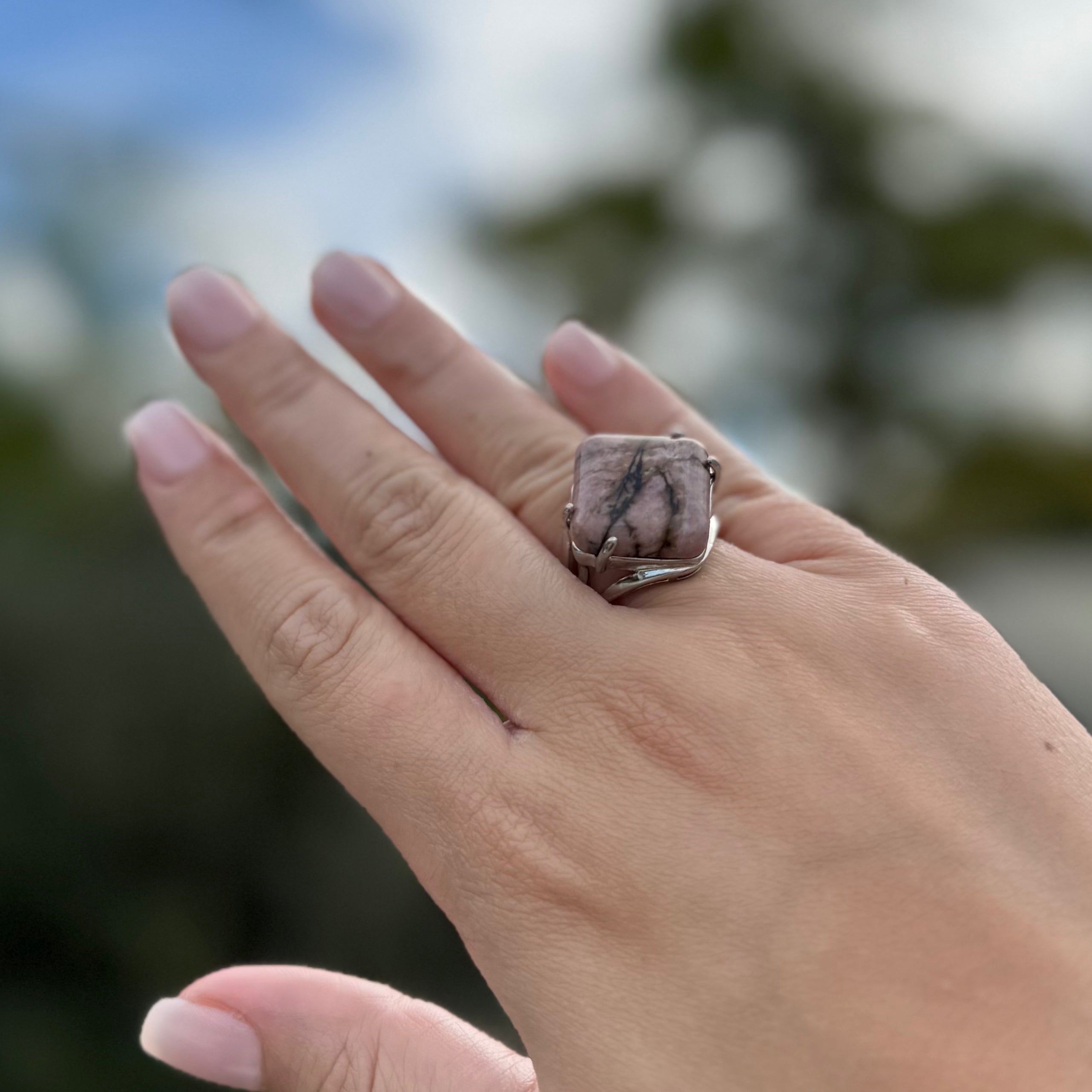 Rhodonite Crystal Ring