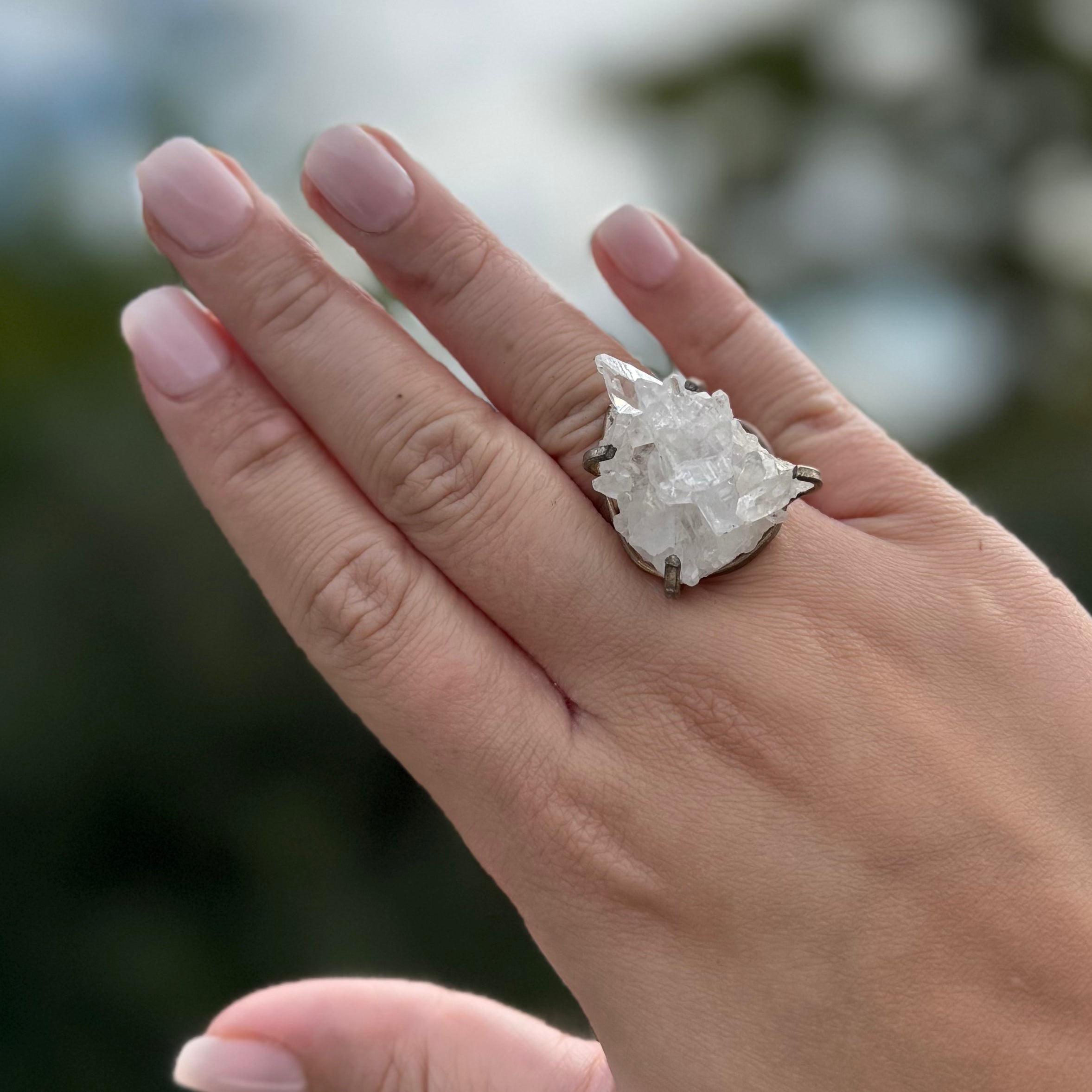Clear Quartz Cluster Ring