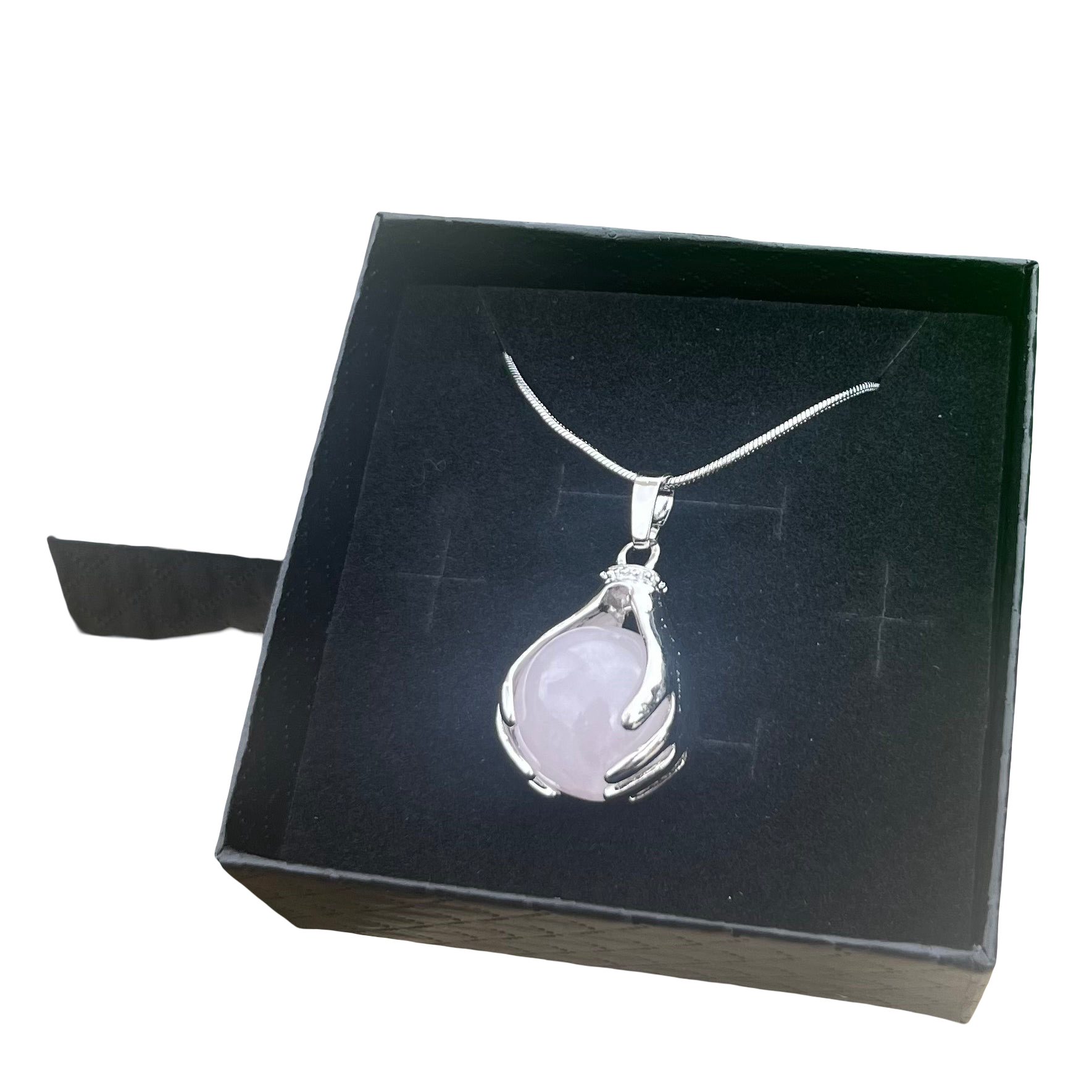 Rose Quartz Hand Sphere Pendant