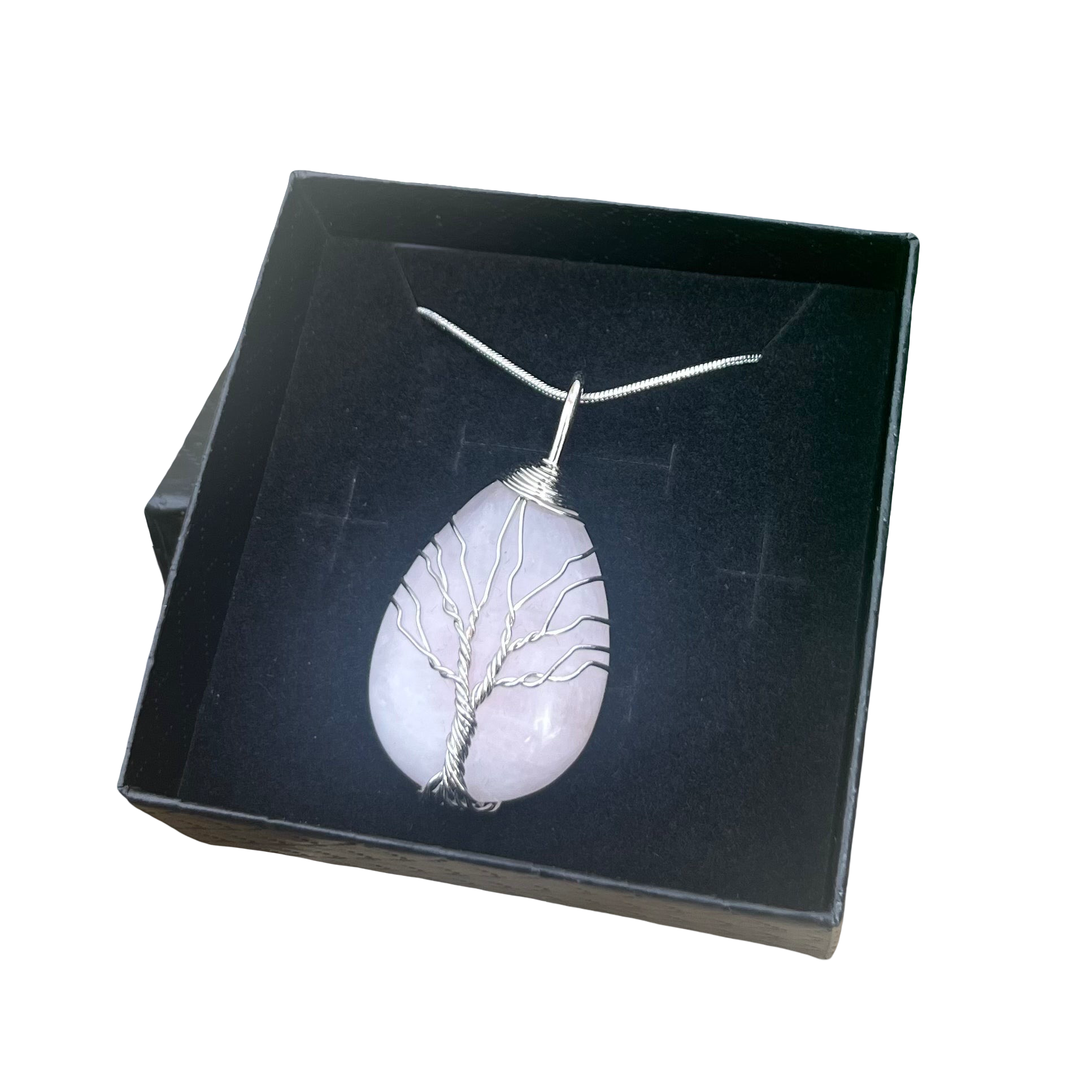 Rose Quartz Tree Of Life Pendant