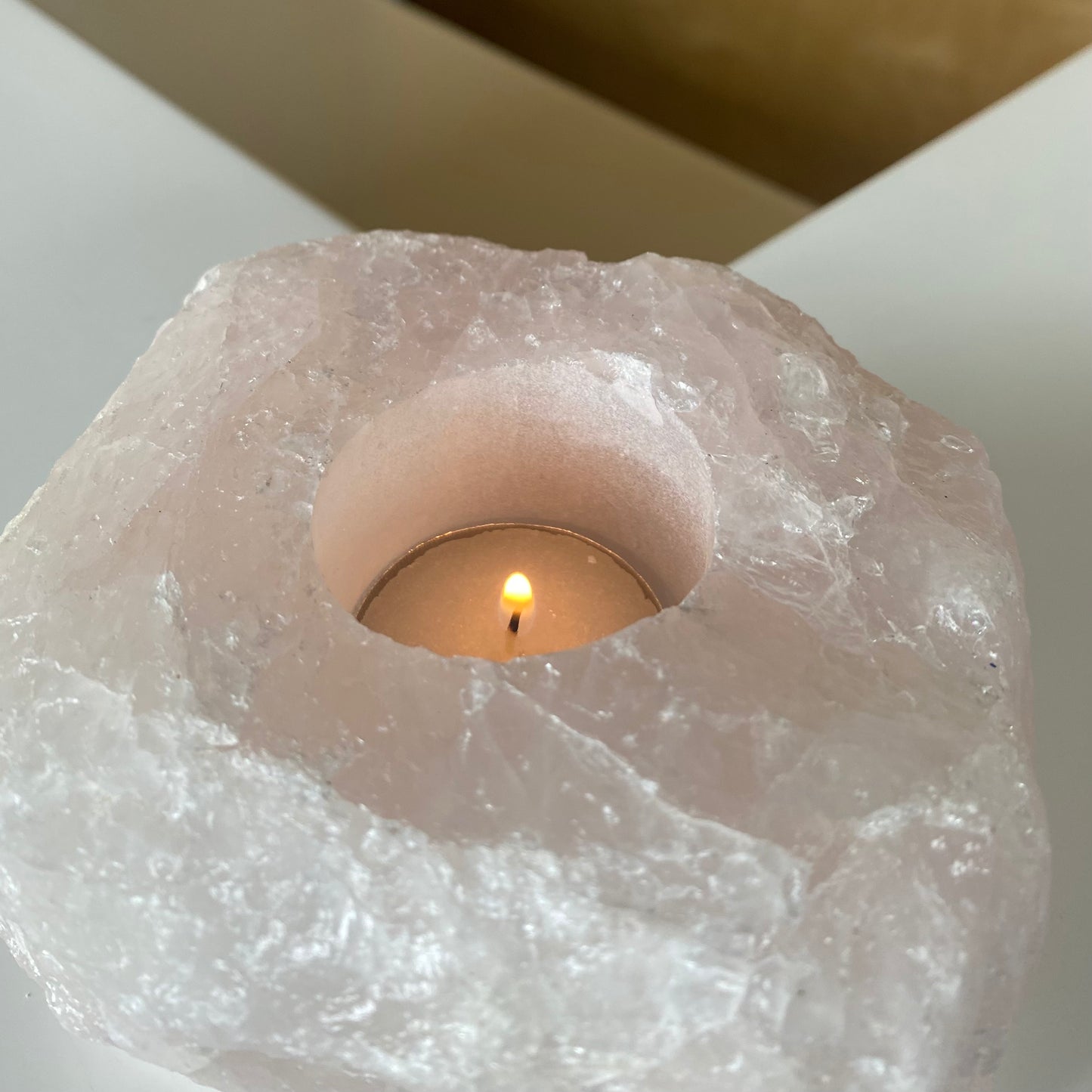 Rose Quartz Tealight Candle Holder