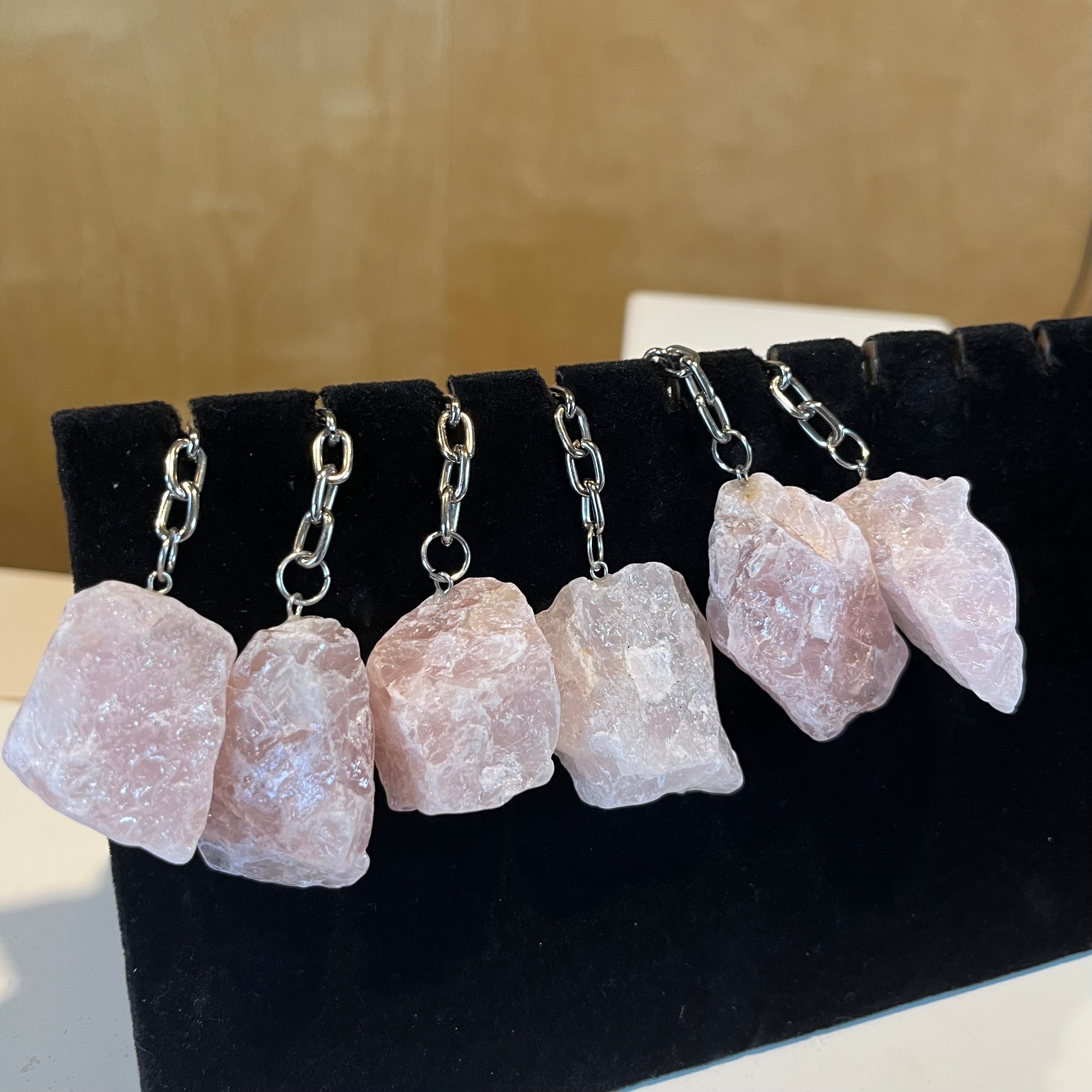 Rose Quartz Rough Keychain