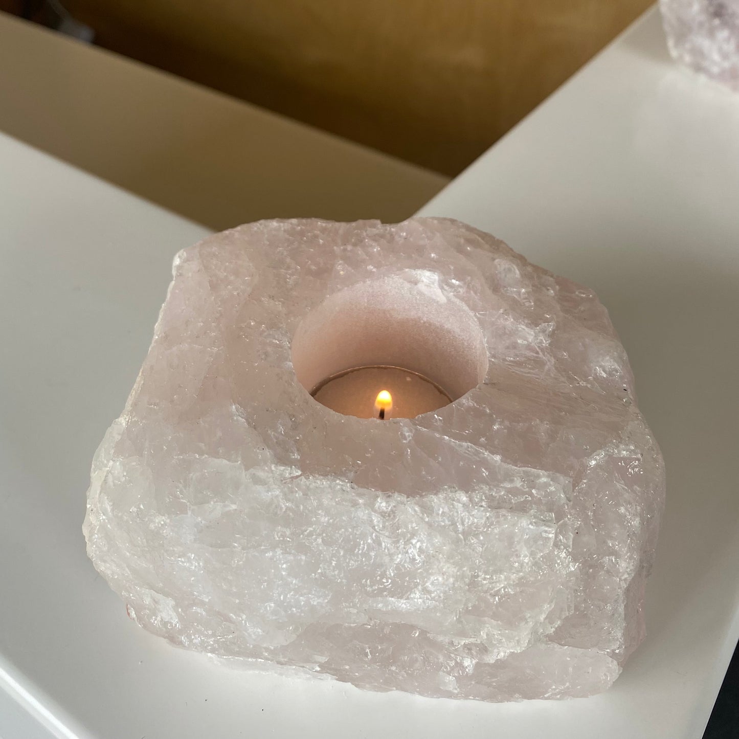 Rose Quartz Tealight Candle Holder