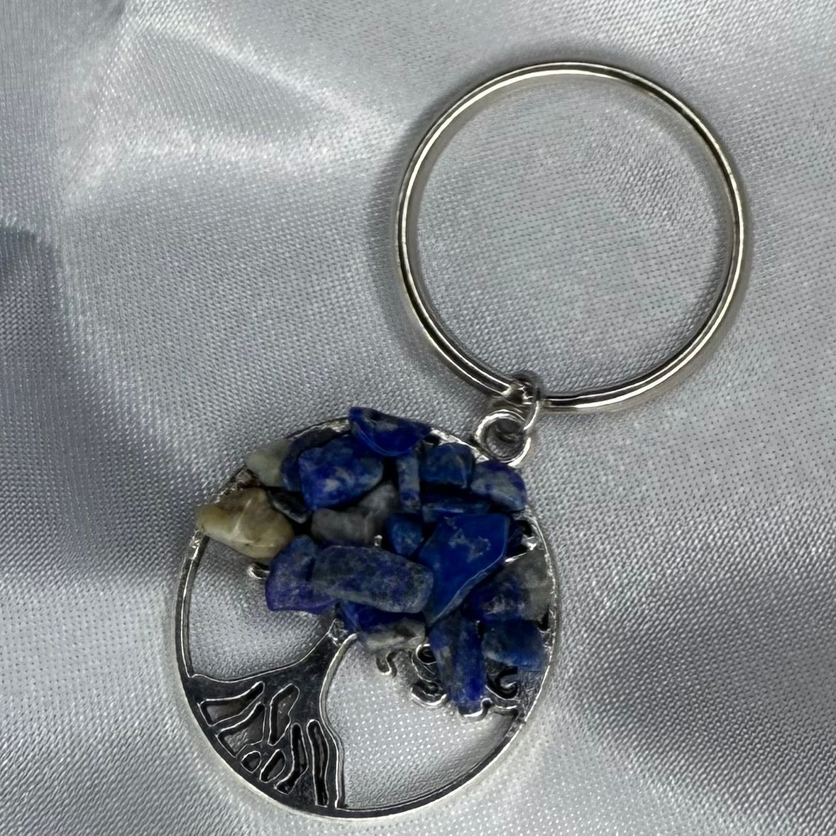 Sodalite Crystal Chip Tree Keychain