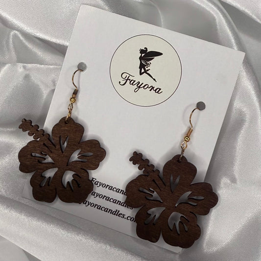 Kaute (Hibiscus) Wooden Earrings