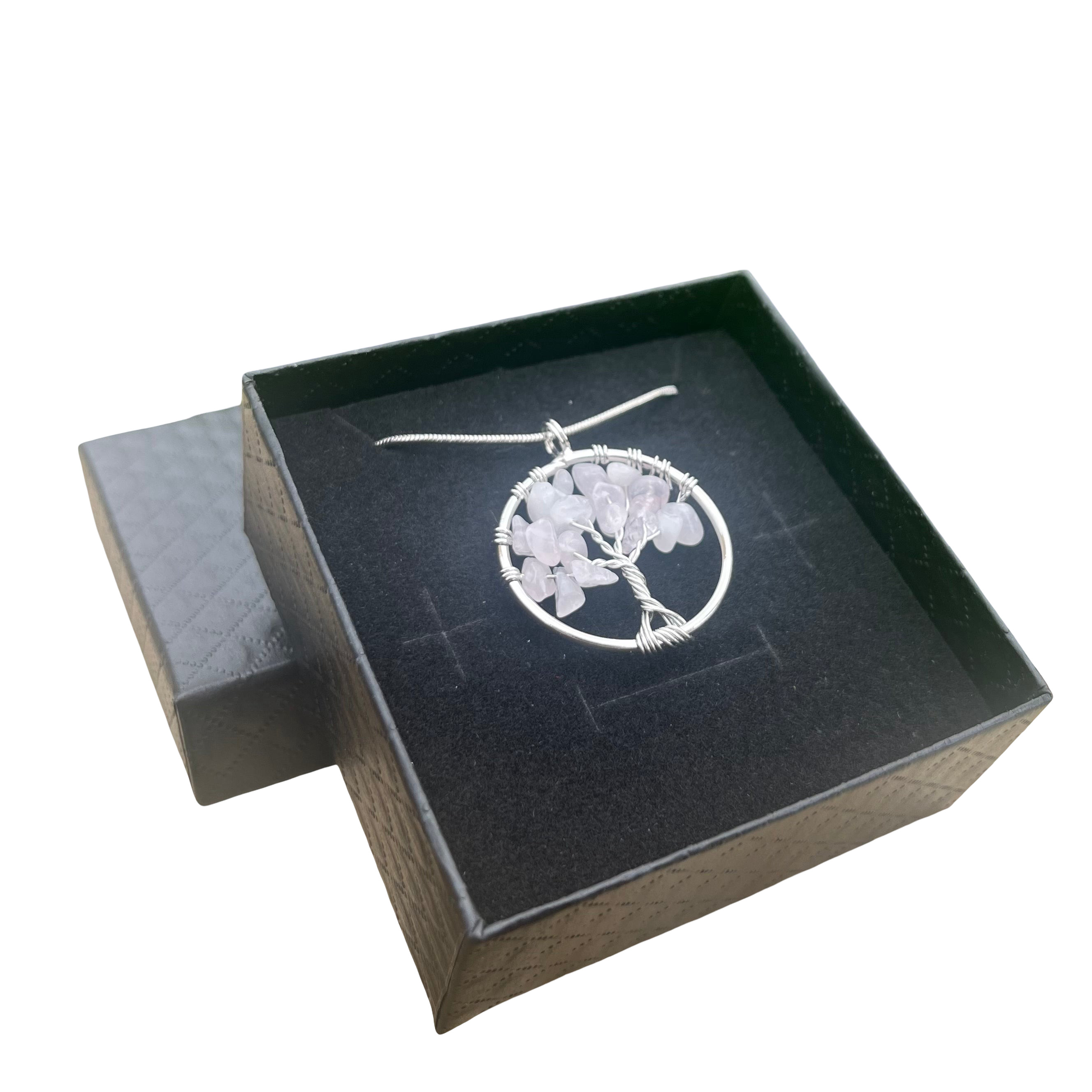 Rose Quartz Tree Of Life Crystal Chip Pendant