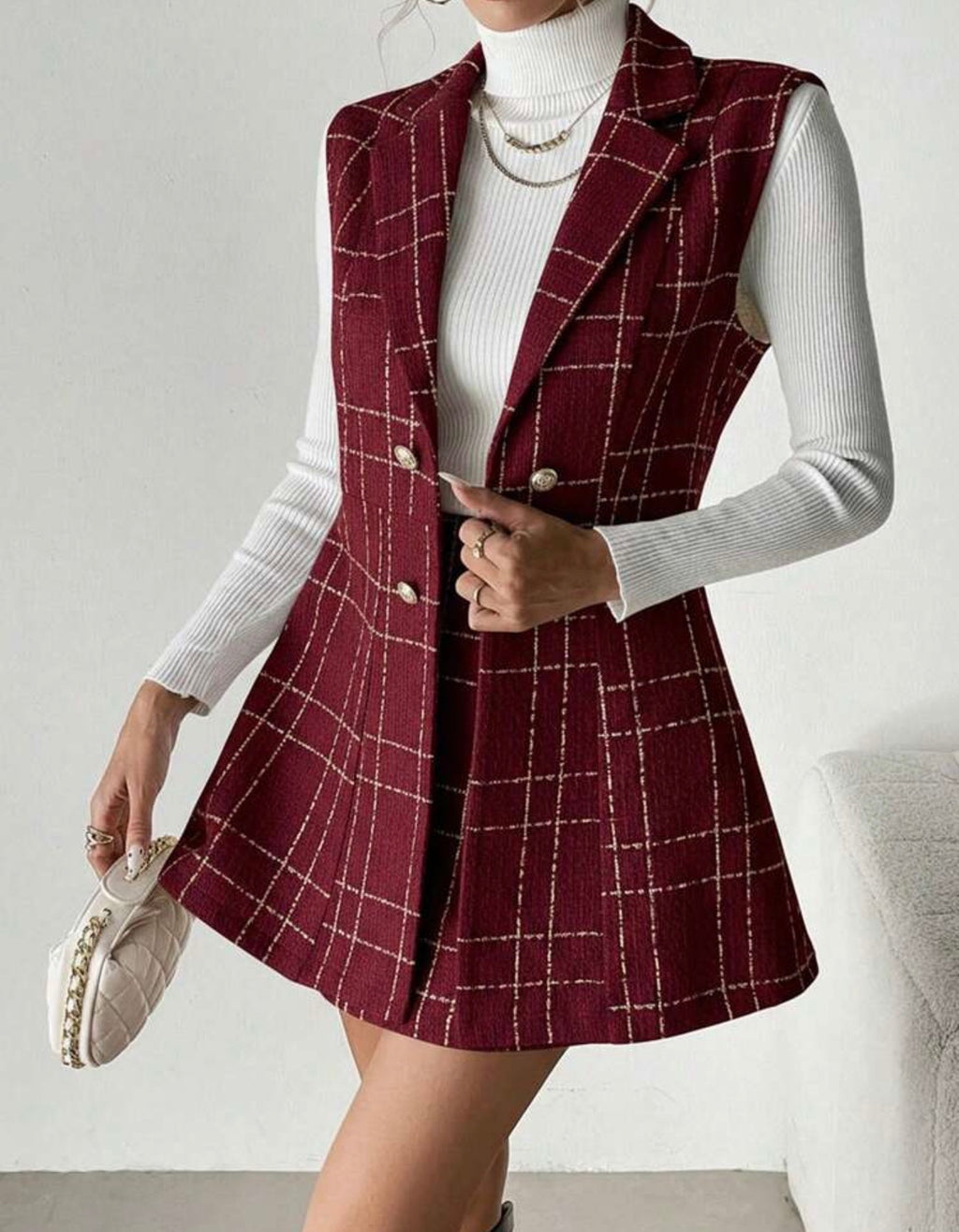 Red Skirt & Blazer Set