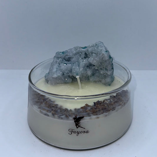 Blue Aura Quartz Crystal Candle