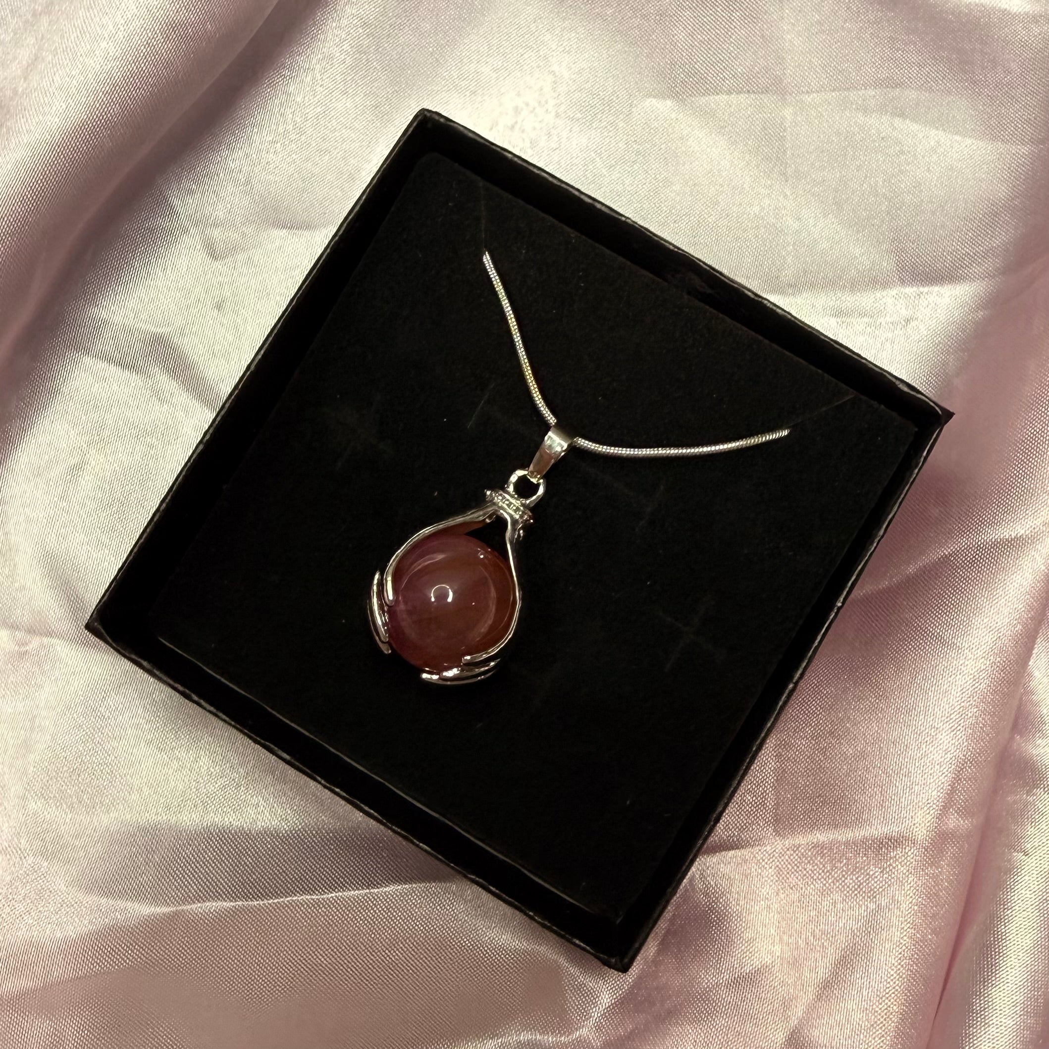 Pink Agate Hand Sphere Pendant