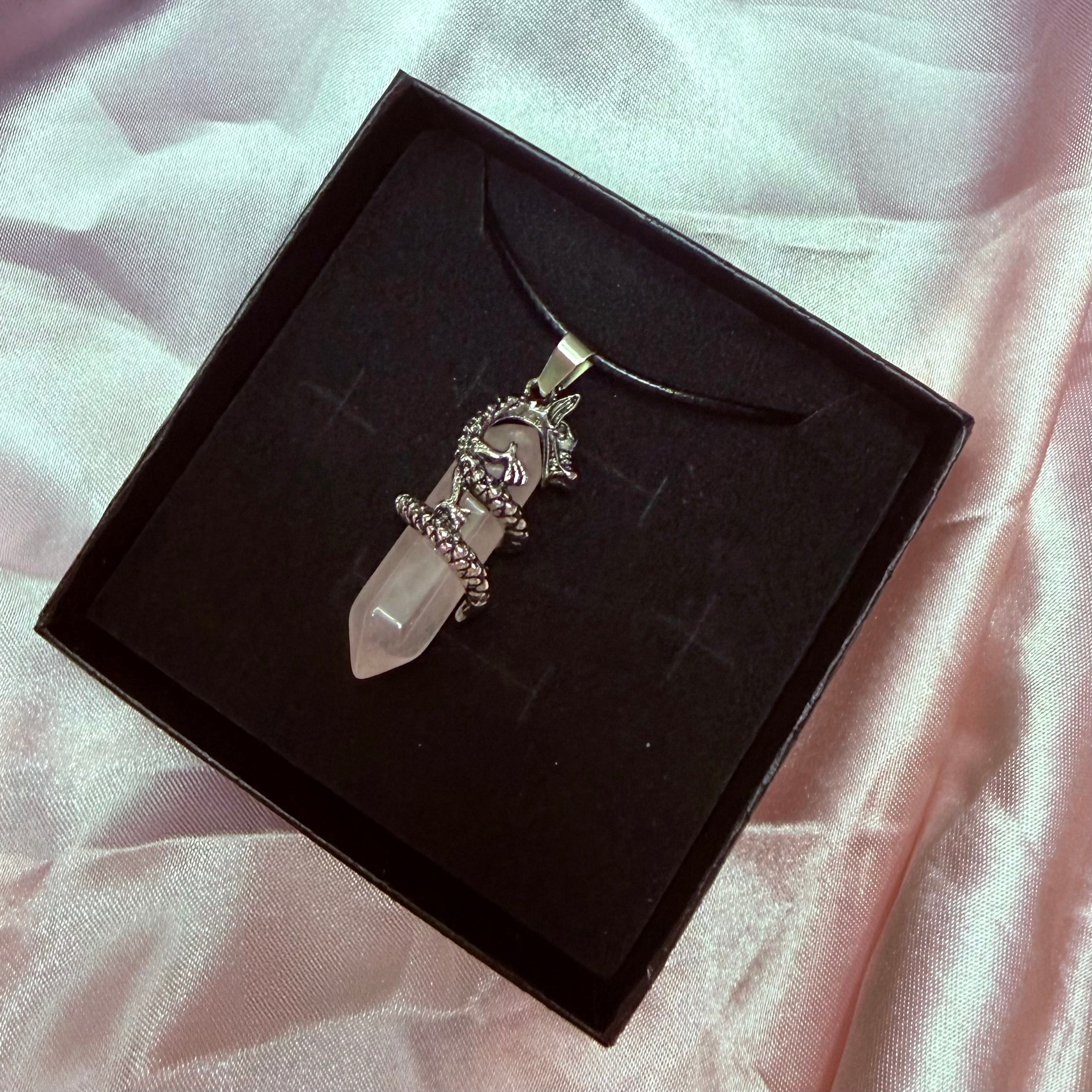 Rose Quartz Dragon Necklace