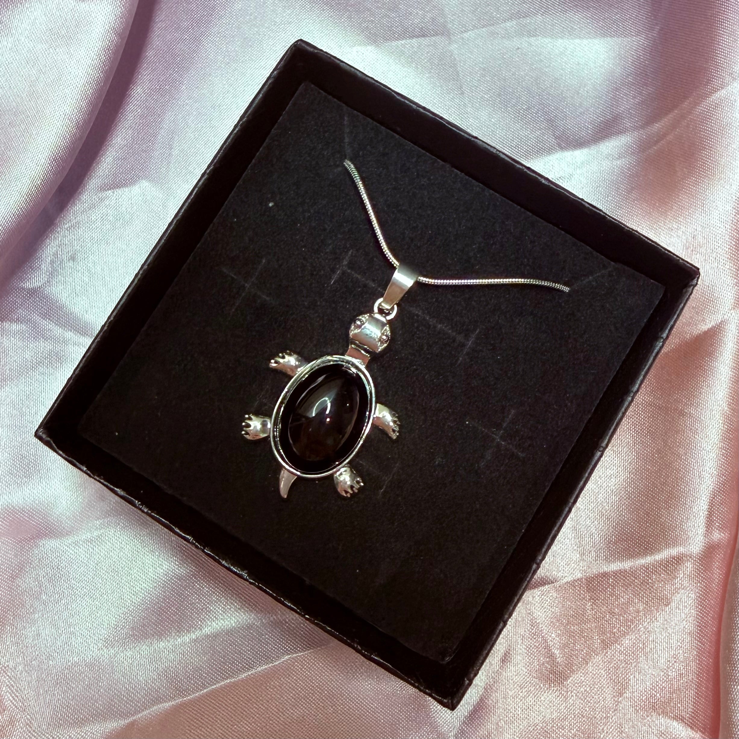 Obsidian Turtle Pendant