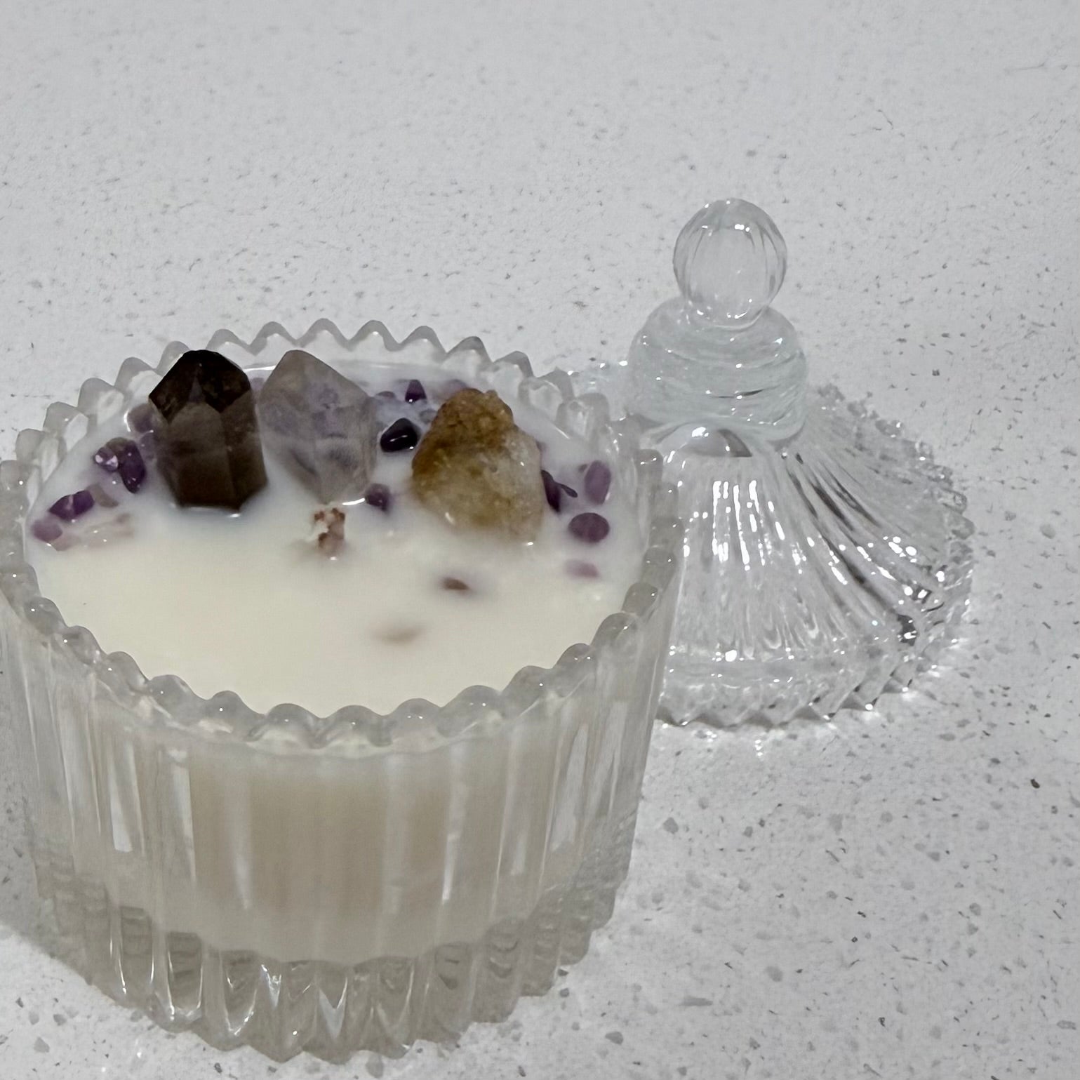 (Amethyst, Citrine & Smokey Quartz Candle