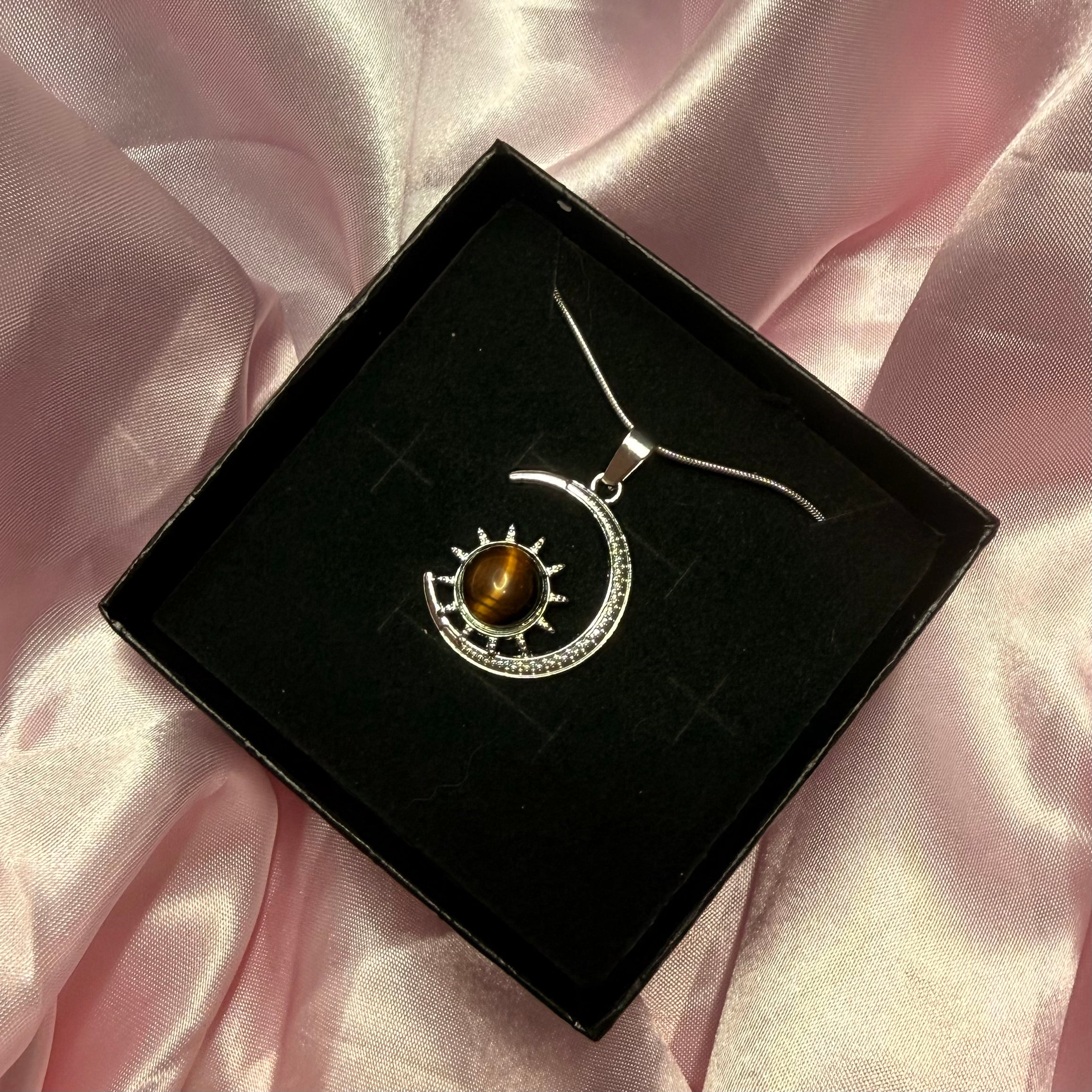 Tigers Eye Moon Crescent Pendant