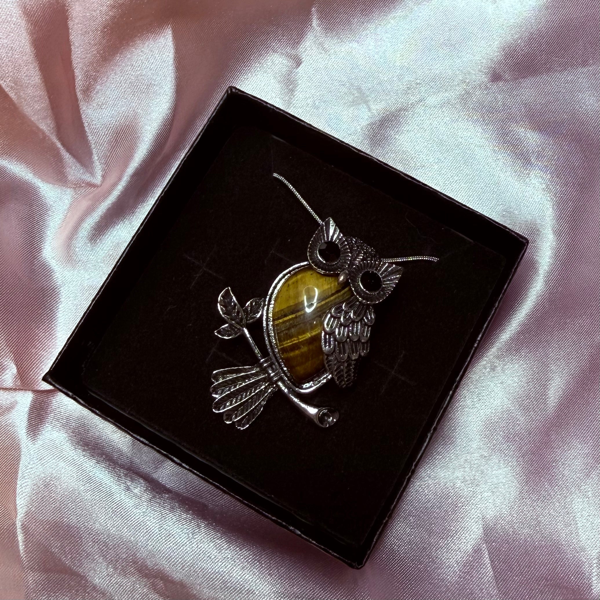 Tigers Eye Owl Pendant