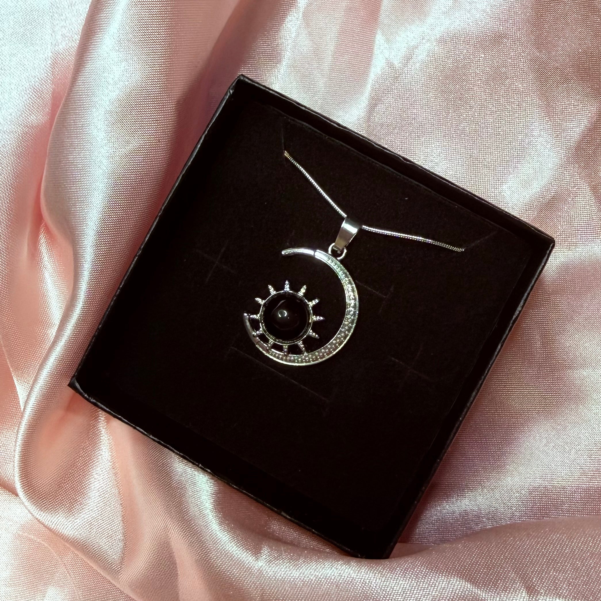 Obsidian Moon Crescent Pendant