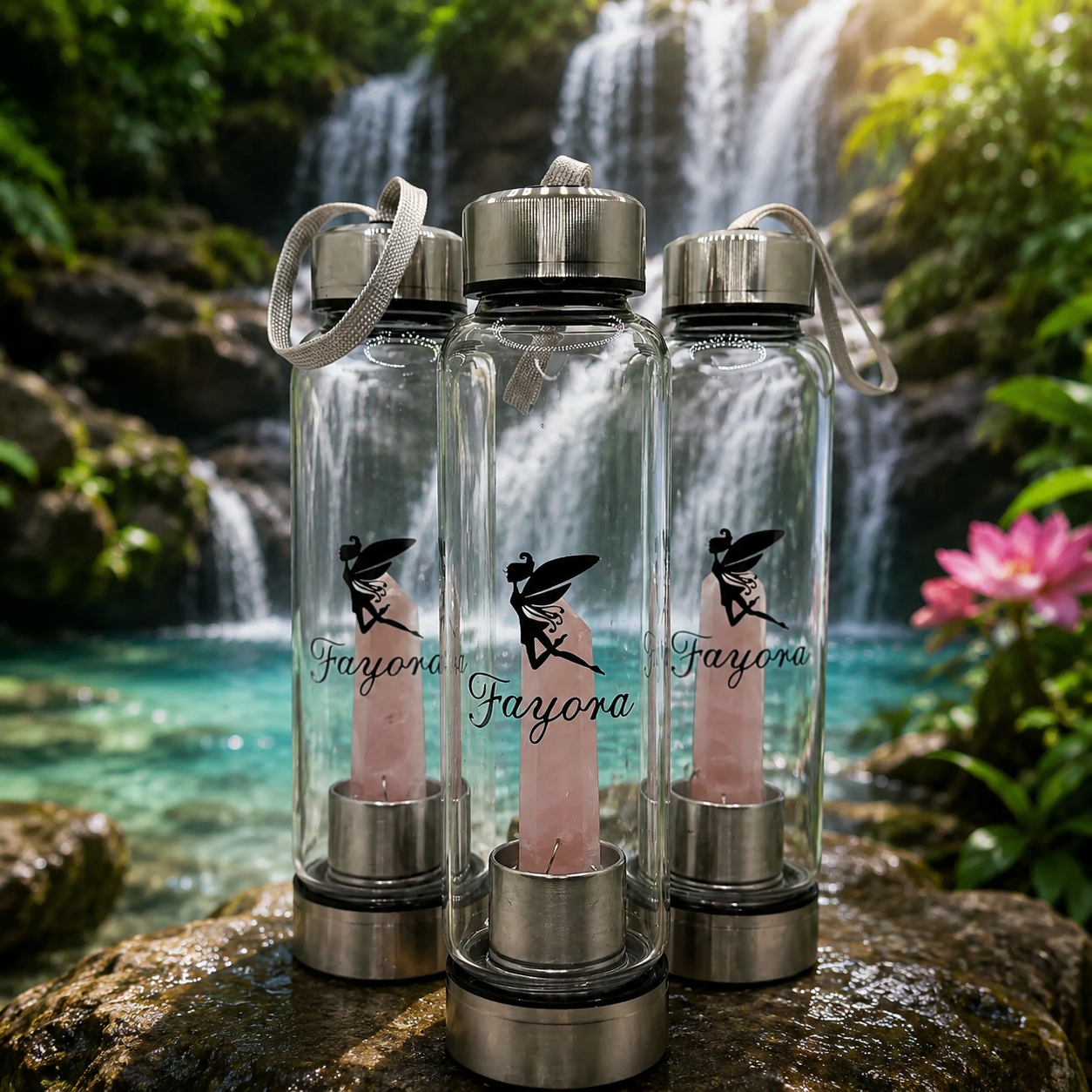 Rose Quartz Crystal Water Bottle