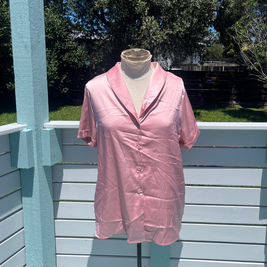 Pink Satin Collar Blouse