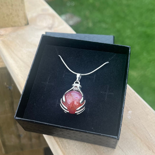 Pink Agate Hand Sphere Pendant