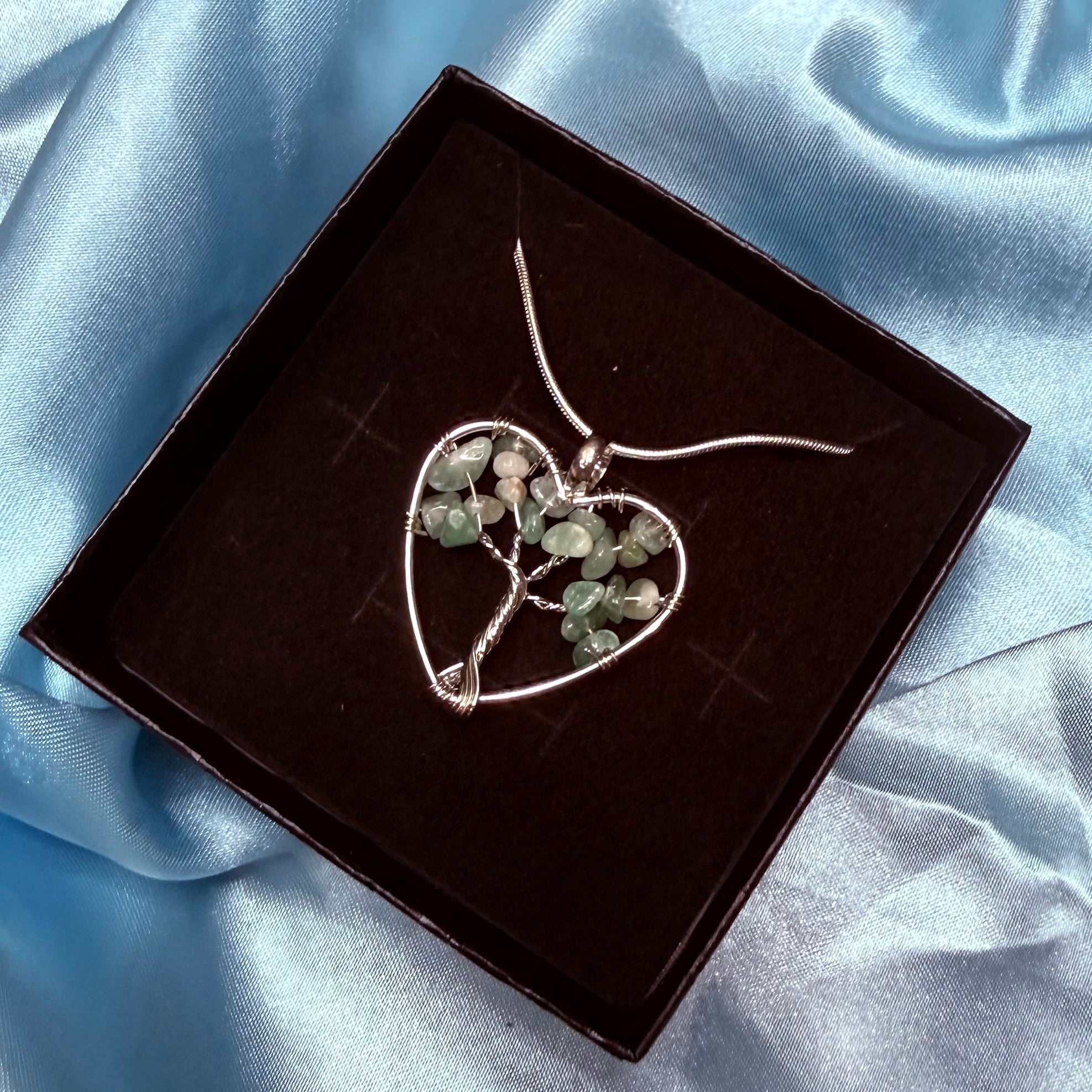 Aventurine Heart Tree Of Life Necklace