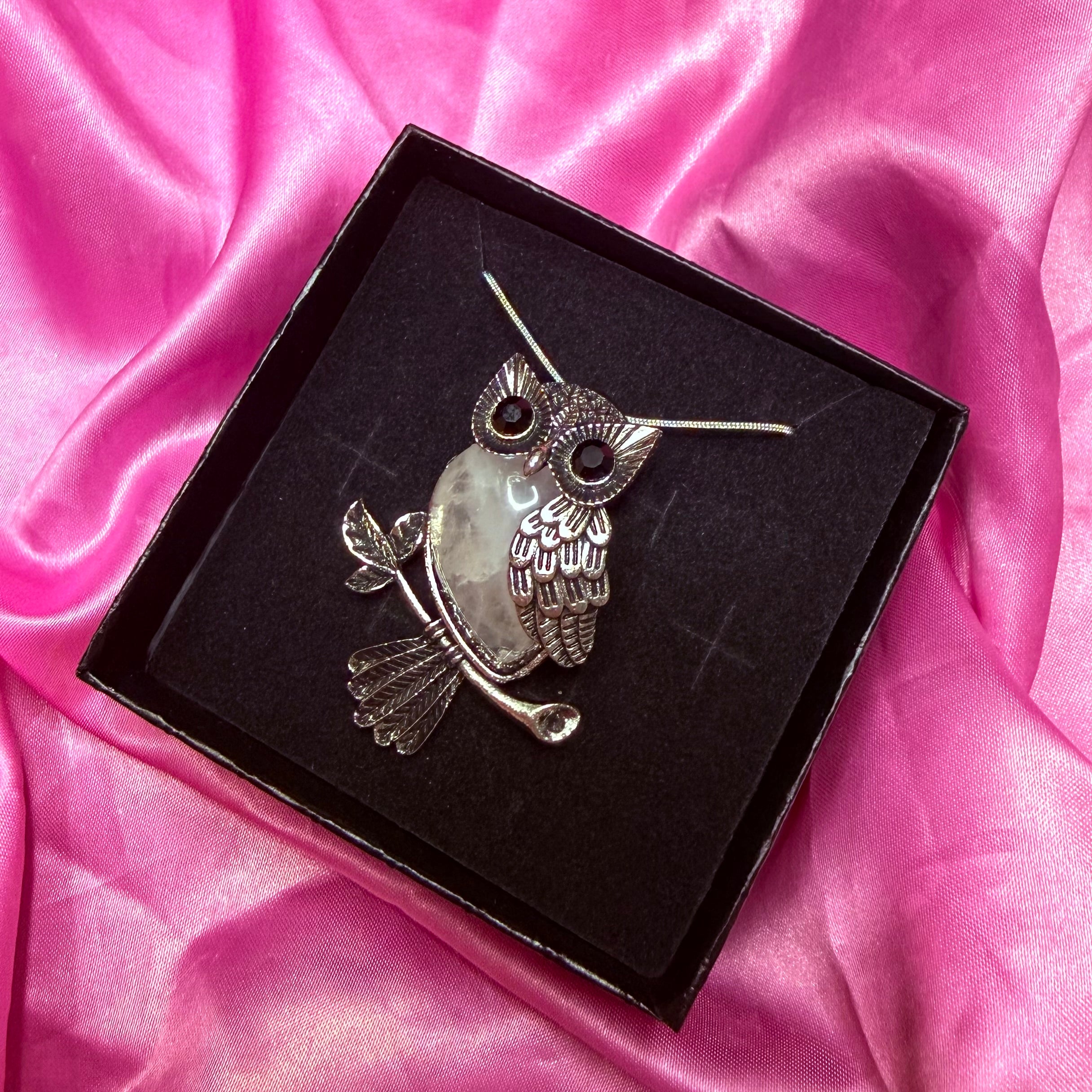 Rose Quartz Owl Pendant