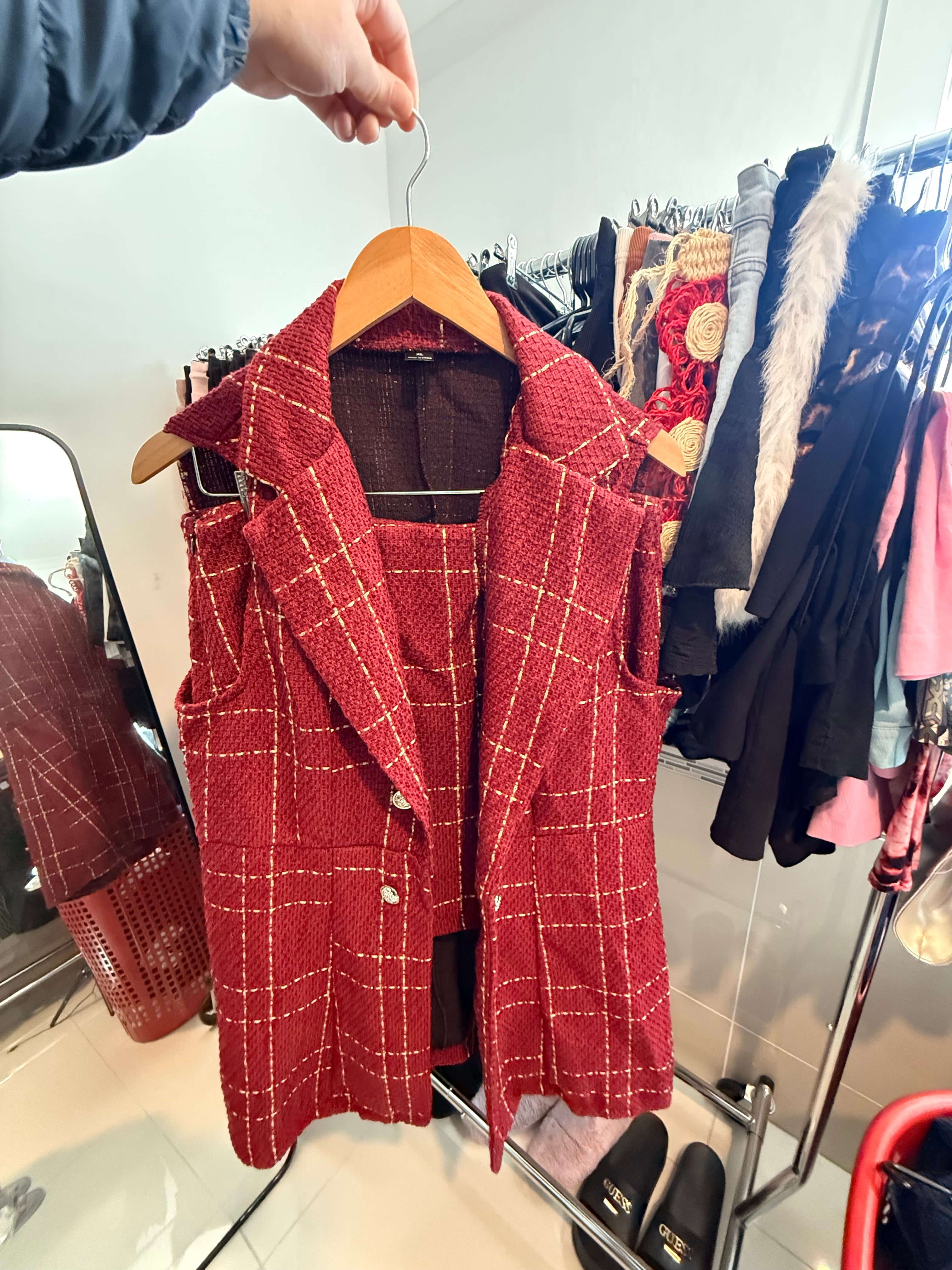Red Skirt & Blazer Set