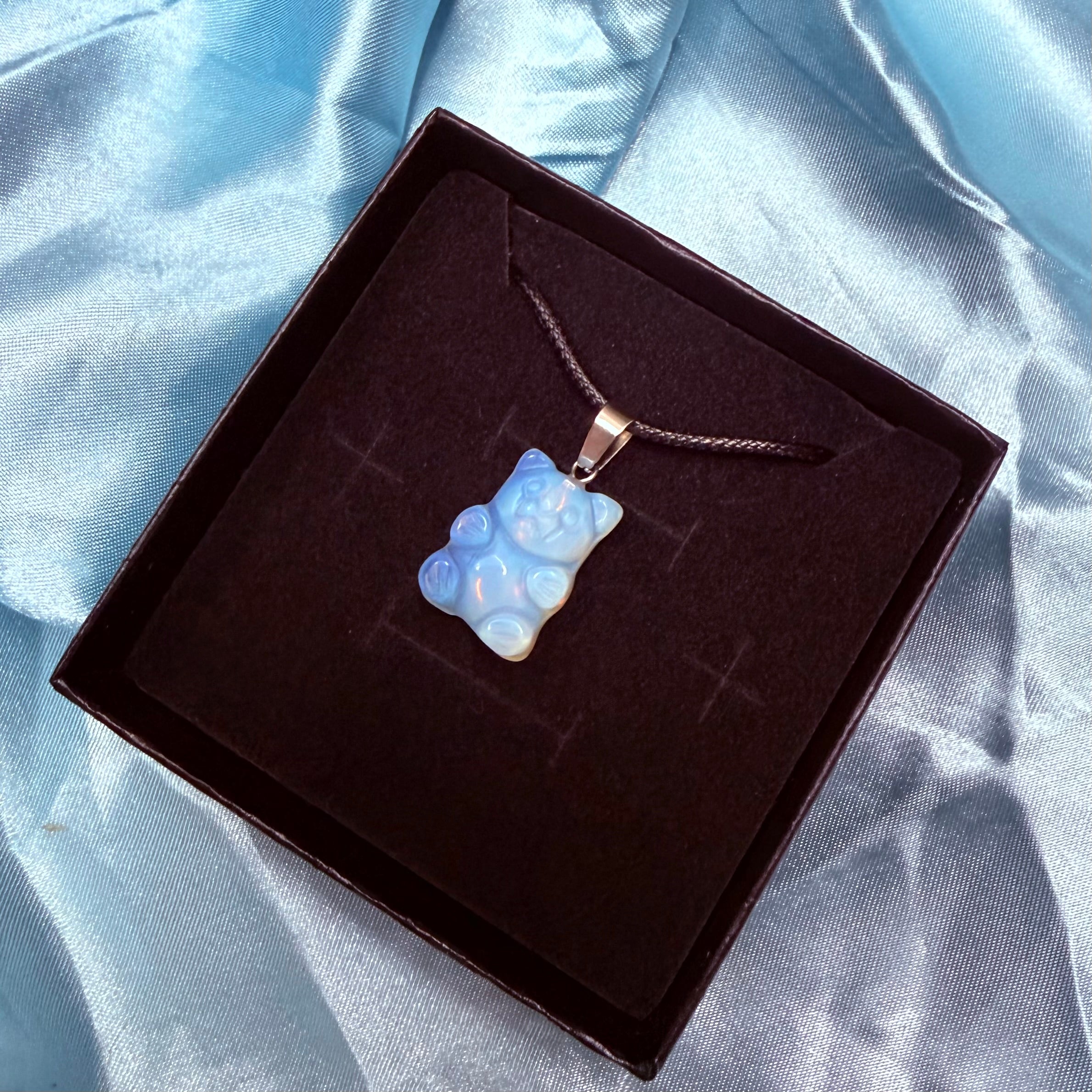 Opalite Teddy Bear Crystal Necklace