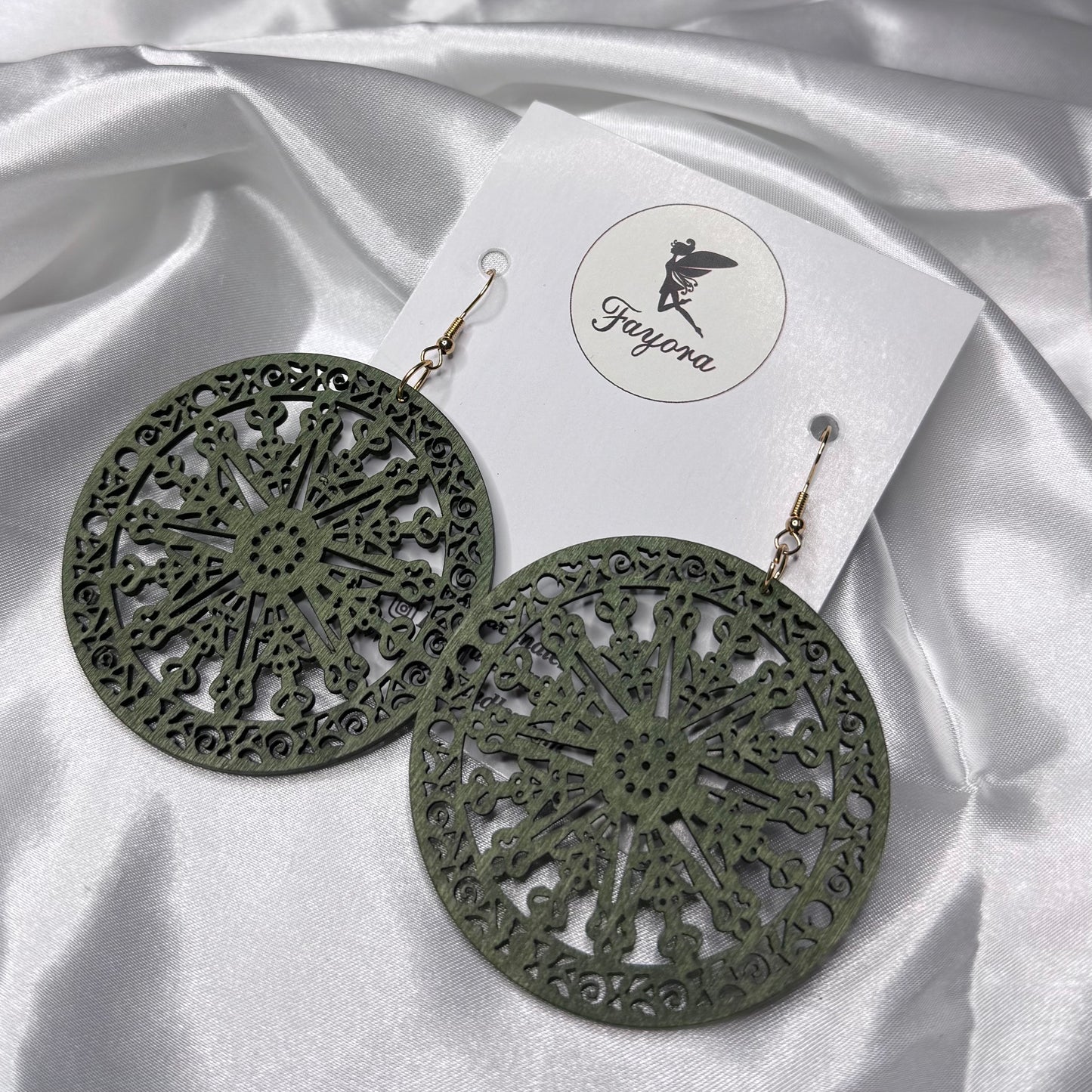 Green Wooden Earrings