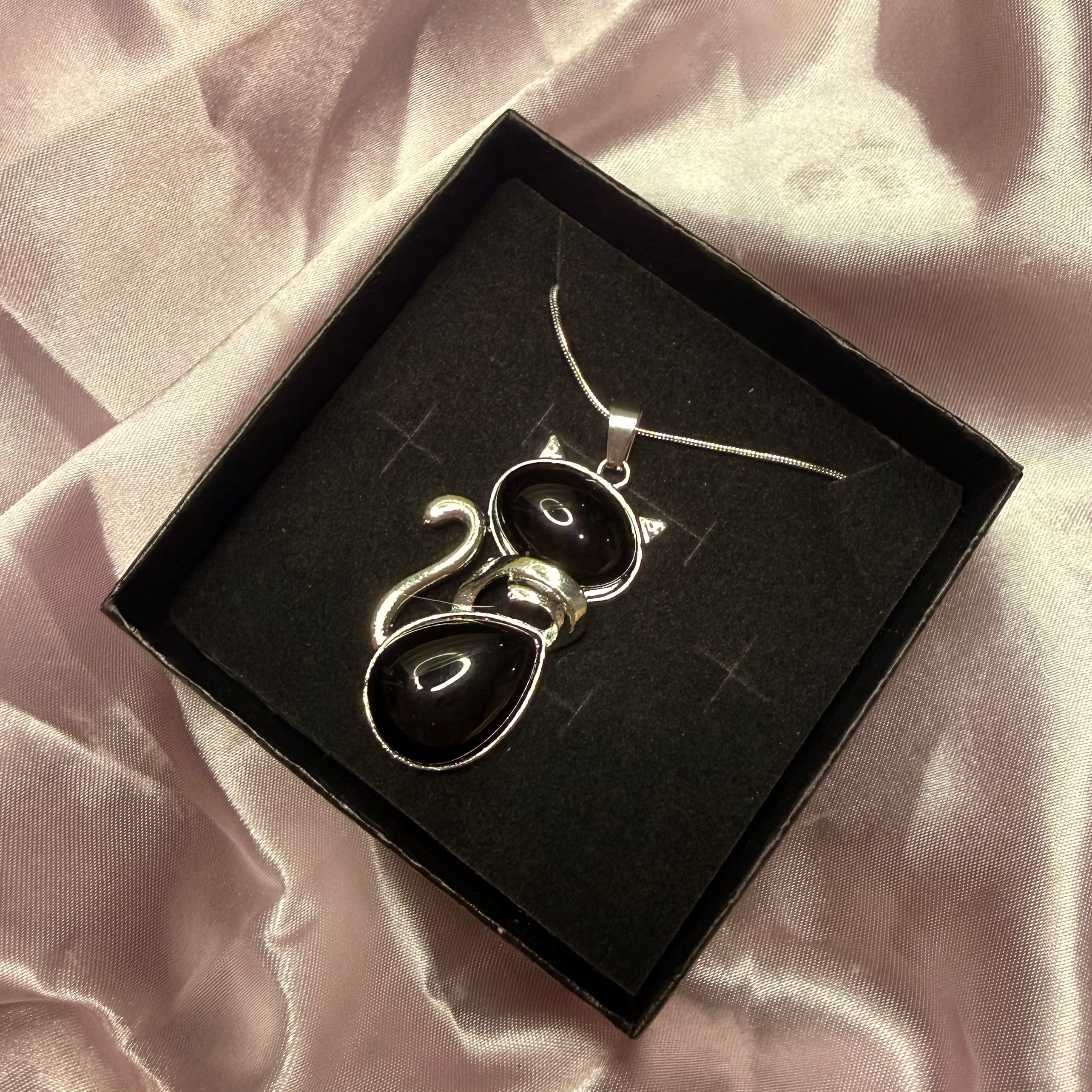 Obsidian Cat Pendant