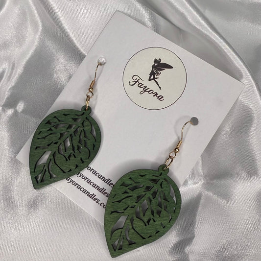 Green Wooden Earrings