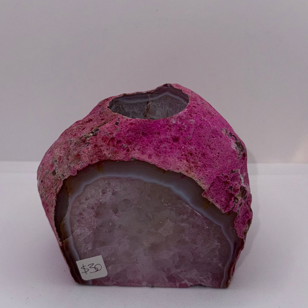 Pink Agate Candle Holder