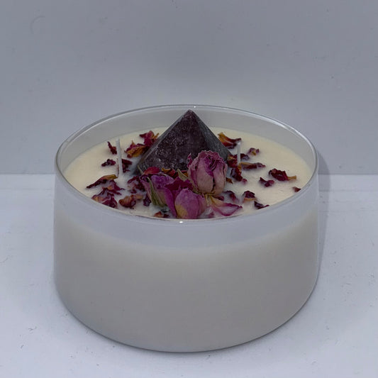 Lepidolite Cut Base Crystal Candle (400ml)