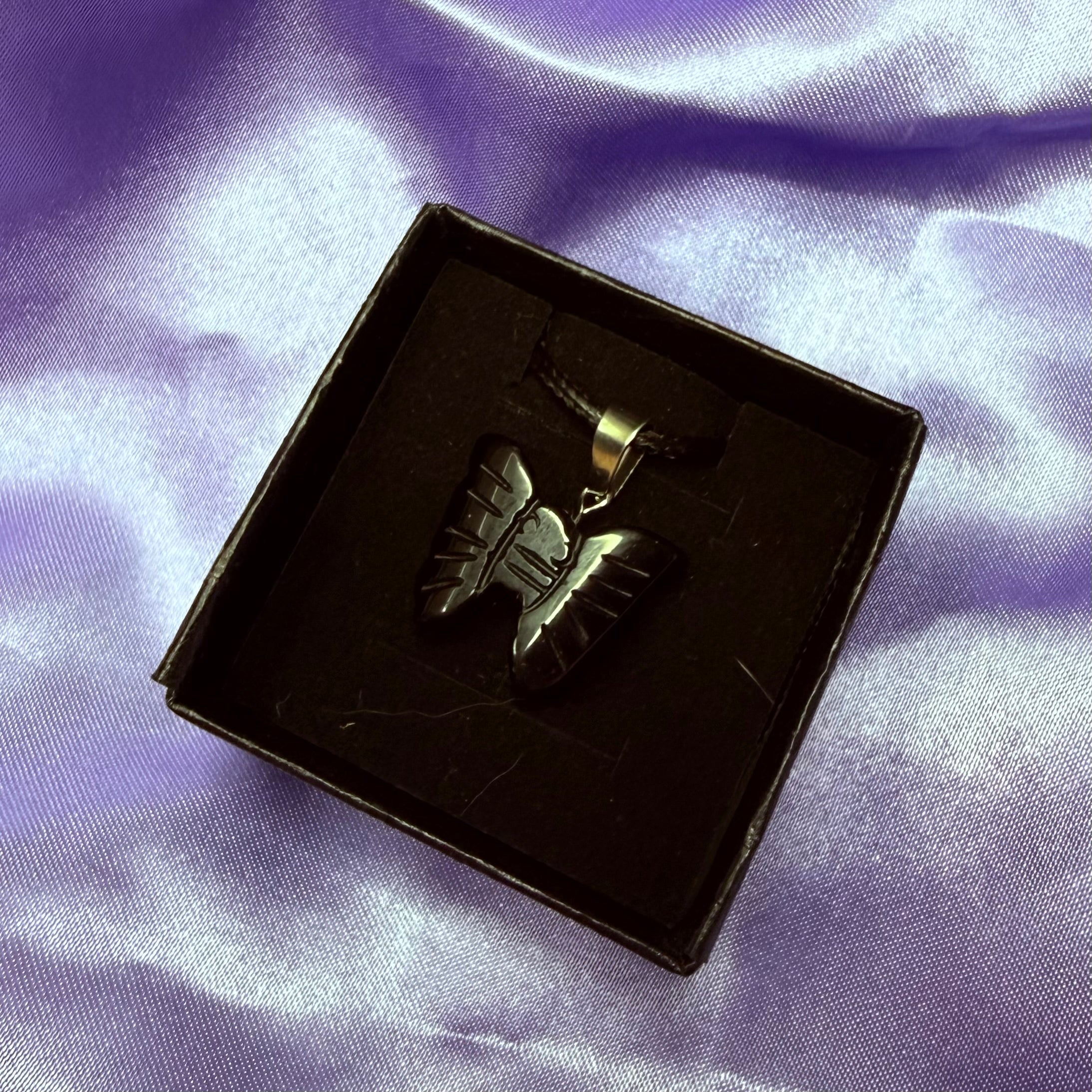 Obsidian Carved Butterfly Necklace