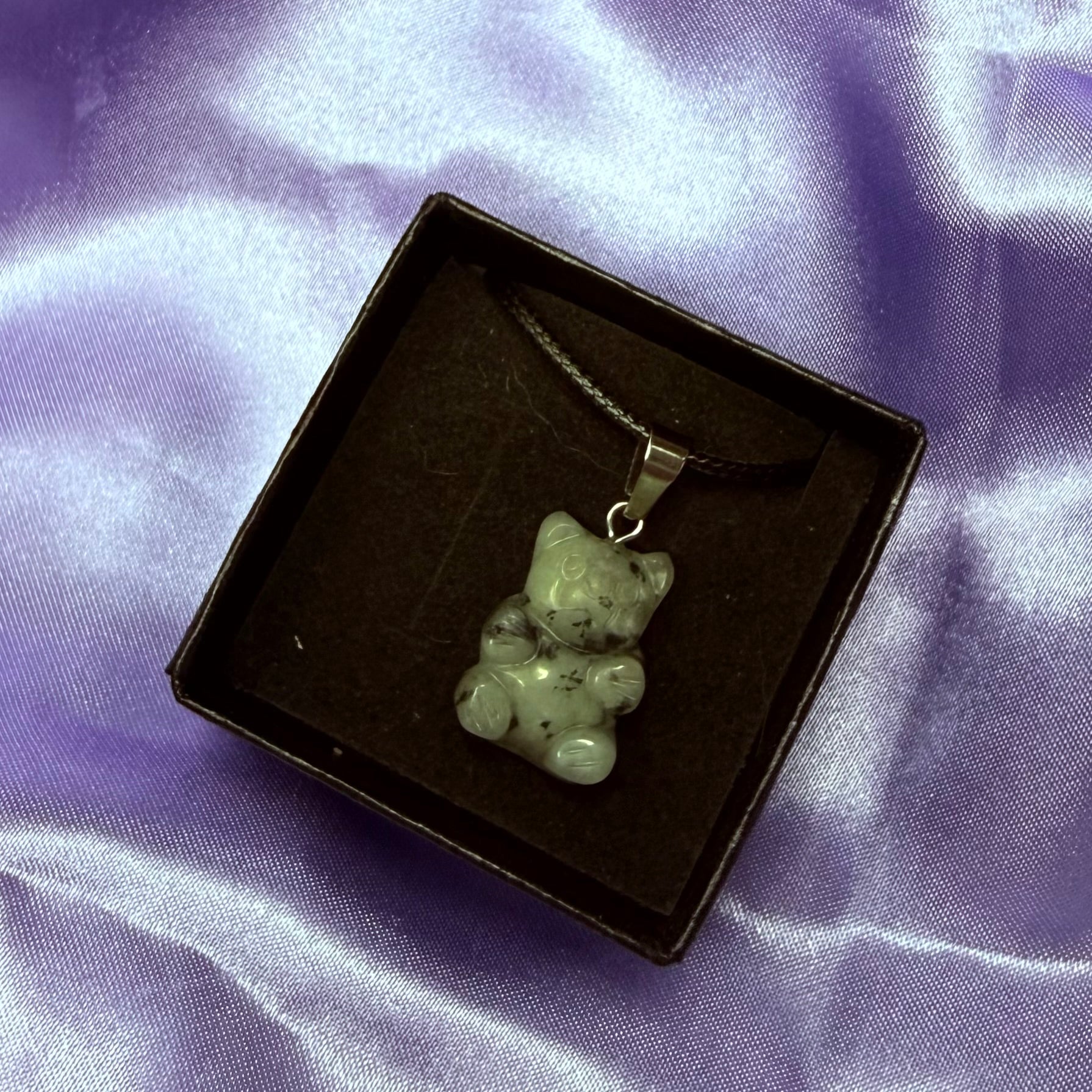 Aventurine Carved Teddy Bear Necklace