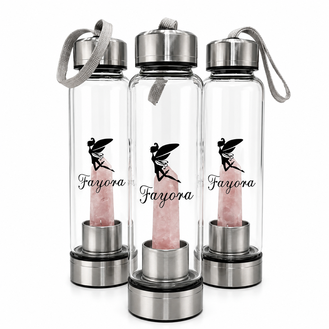 Rose Quartz Crystal Water Bottle