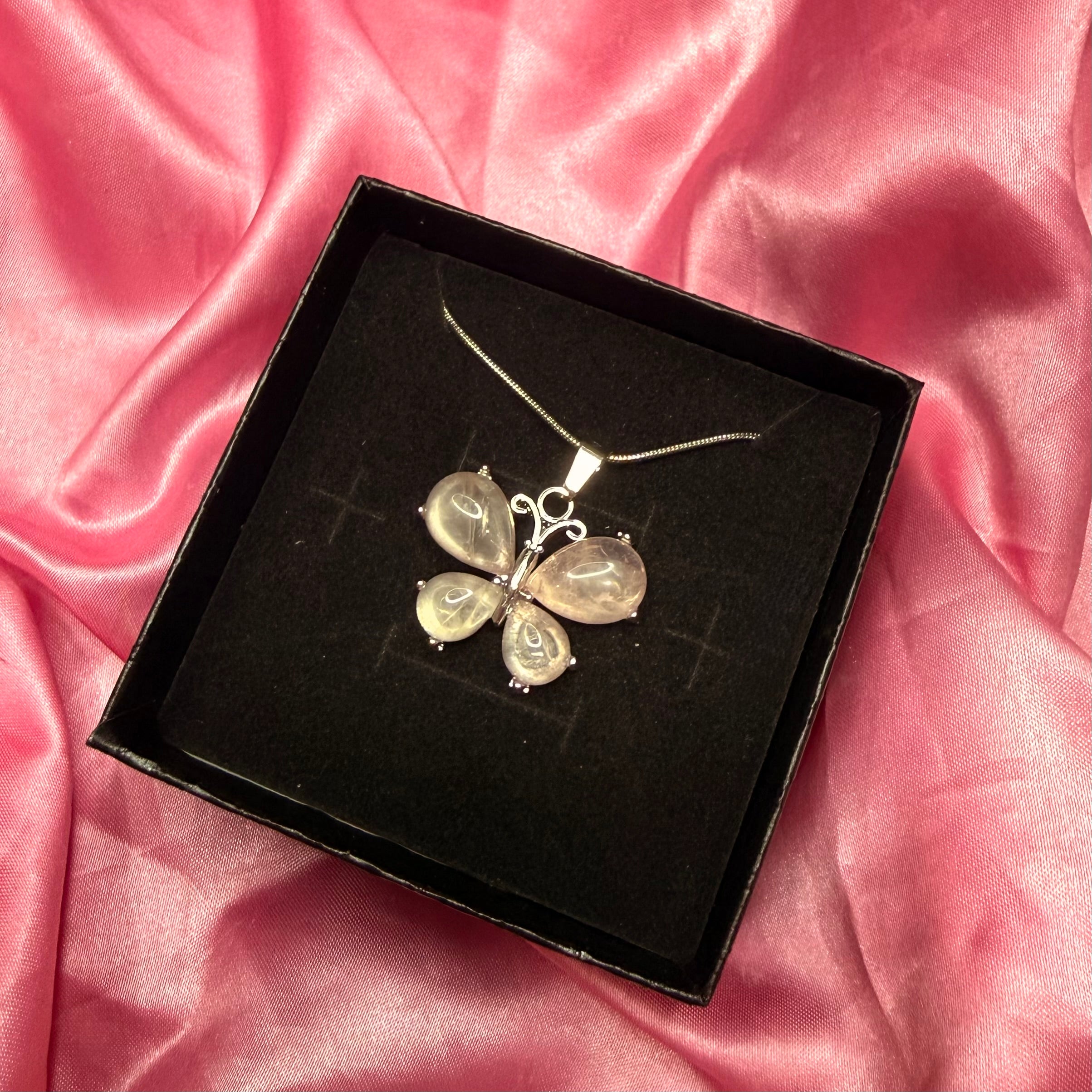 Rose Quartz Butterfly Pendant