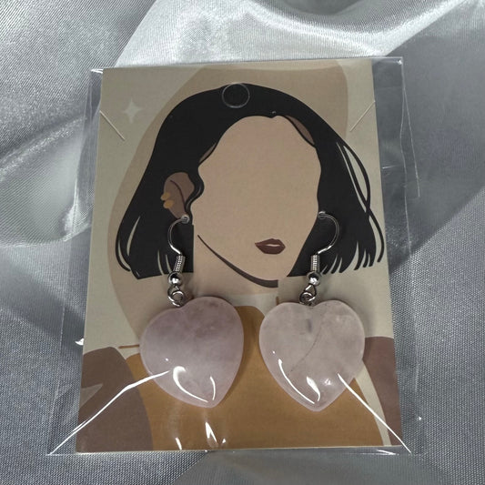 Rose Quartz Heart Earrings