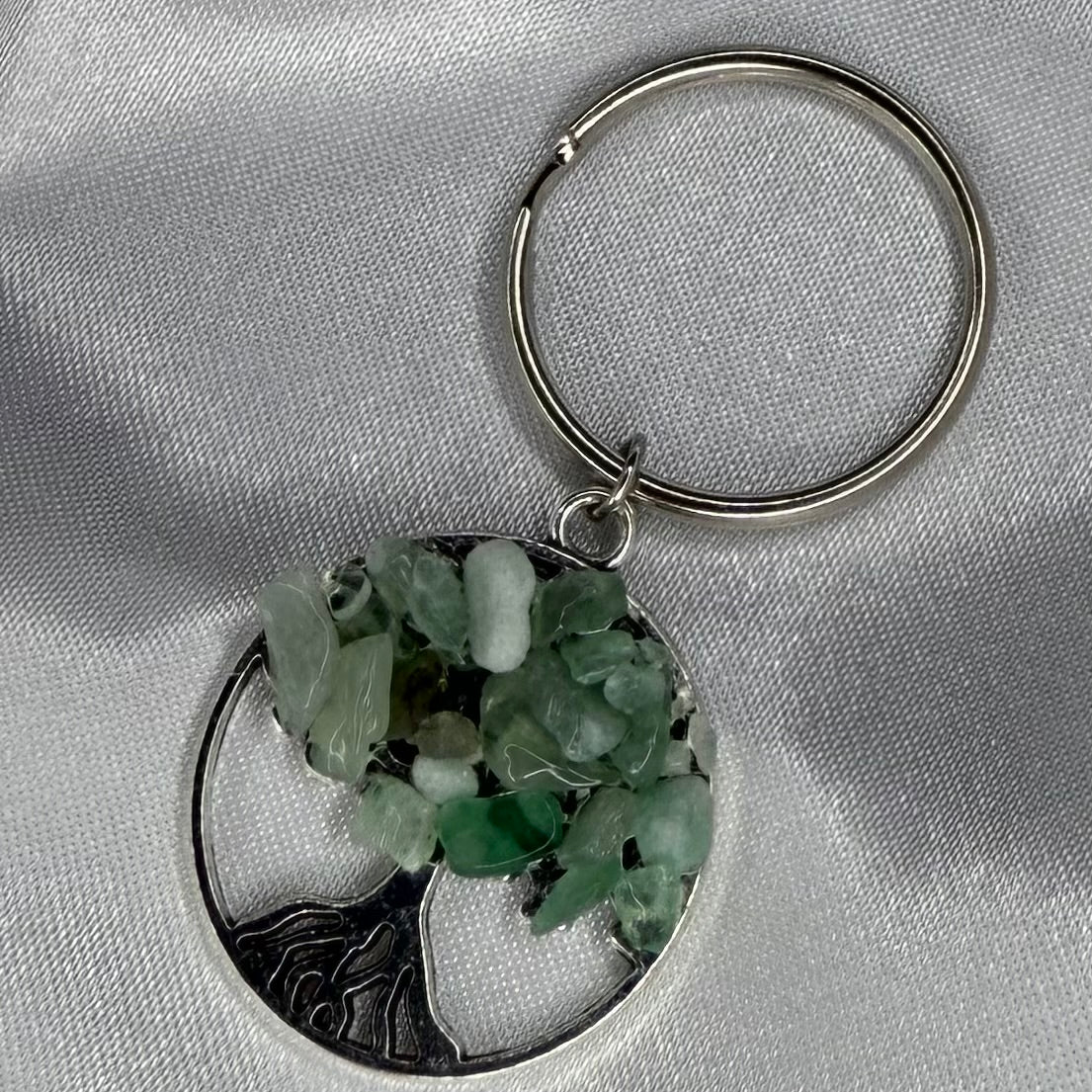 Aventurine Crystal Chip Tree Keychain