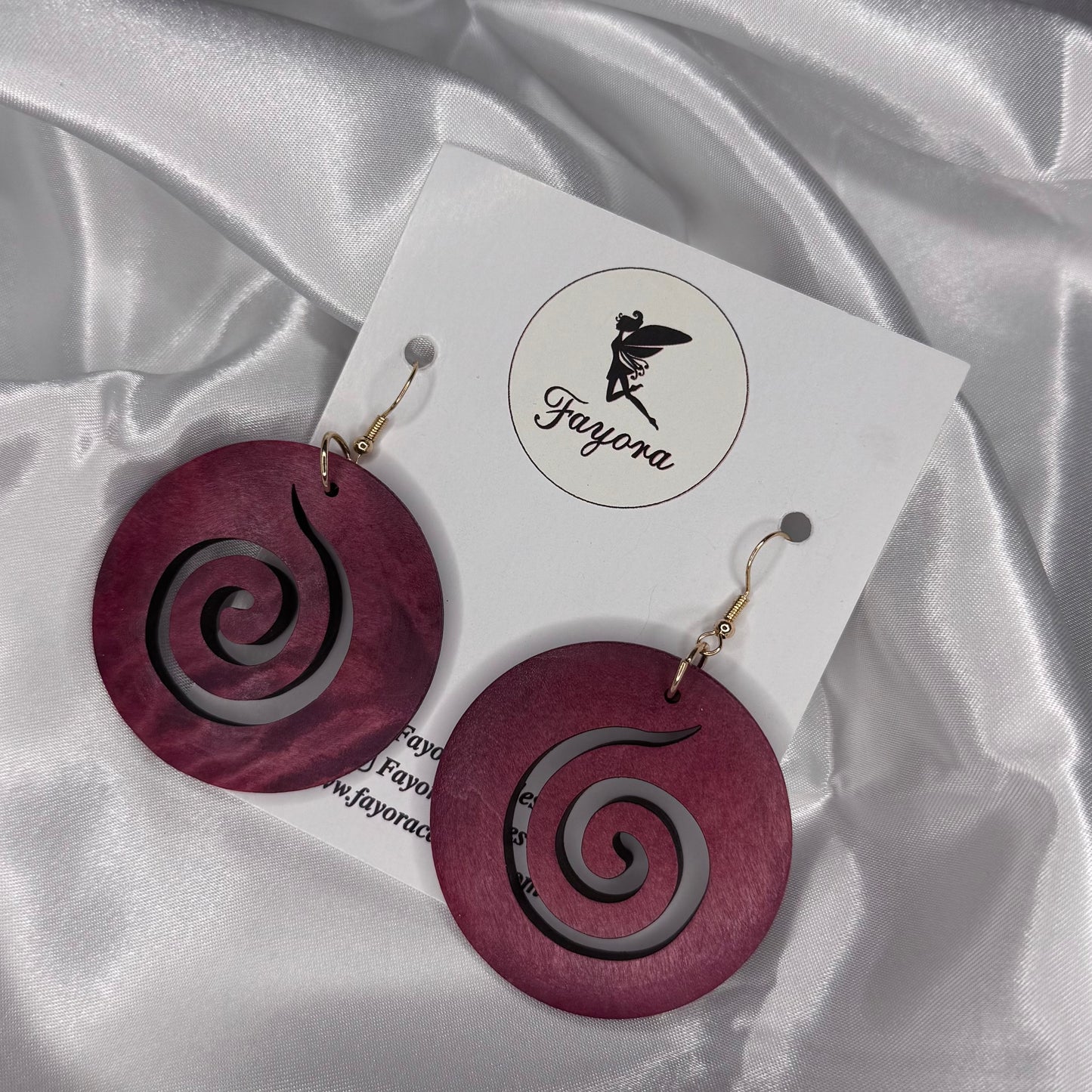 Spiral Round Wooden Earrings