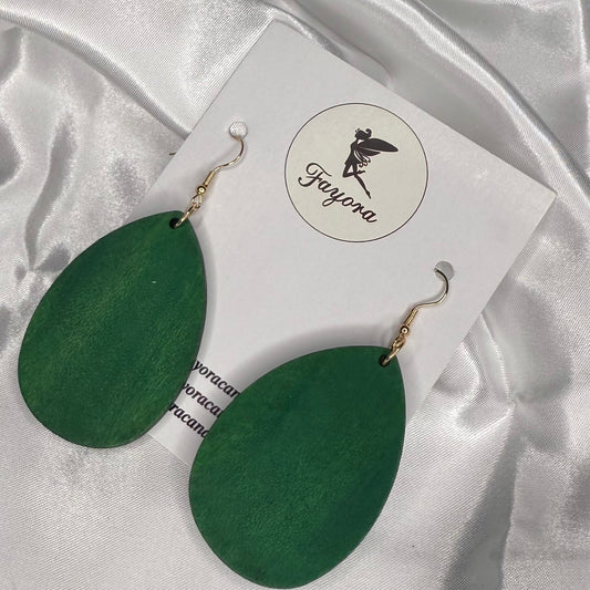 Green Wooden Earrings