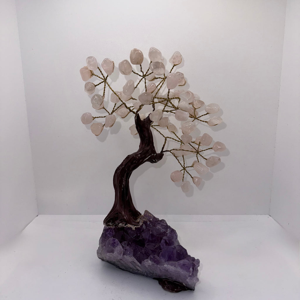 Rose Quartz Druze Crystal Chip Tree