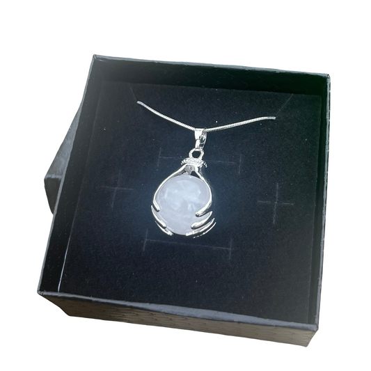 Clear Quartz Hand Sphere Pendant