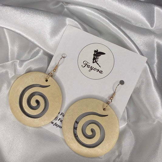 Spiral Round Wooden Earrings