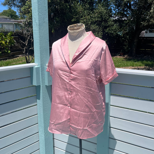 Pink Satin Collar Blouse